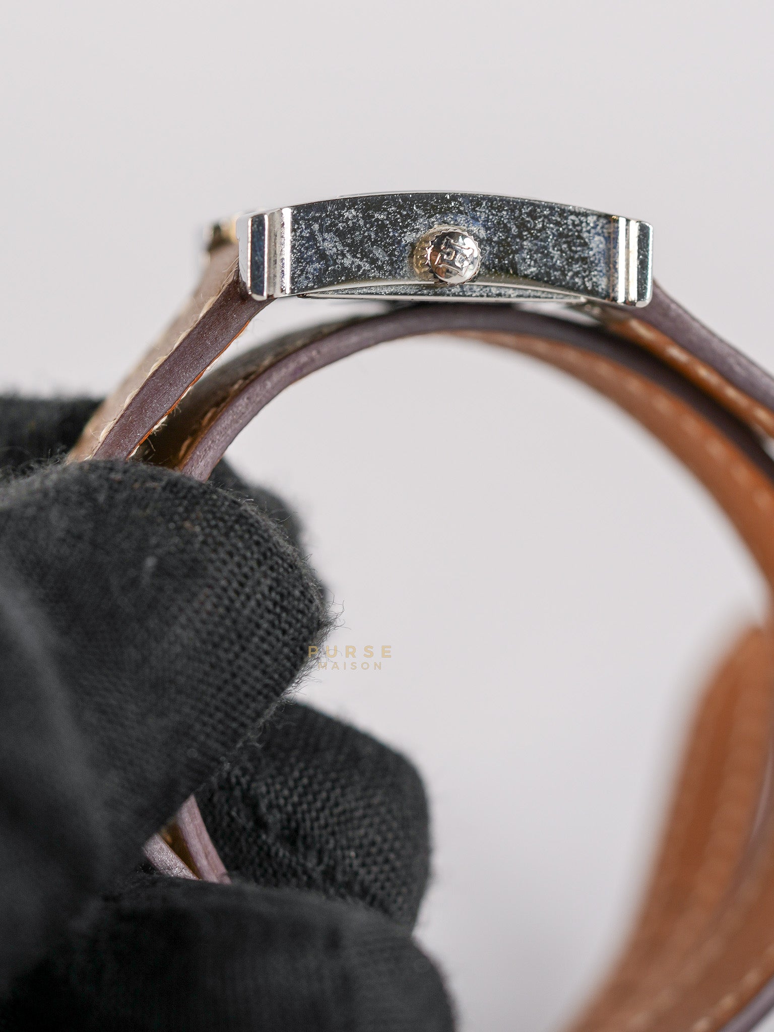 Mini H Hour Double Tour Etoupe in Palladium Hardware Size FS | Purse Maison Luxury Bags Shop