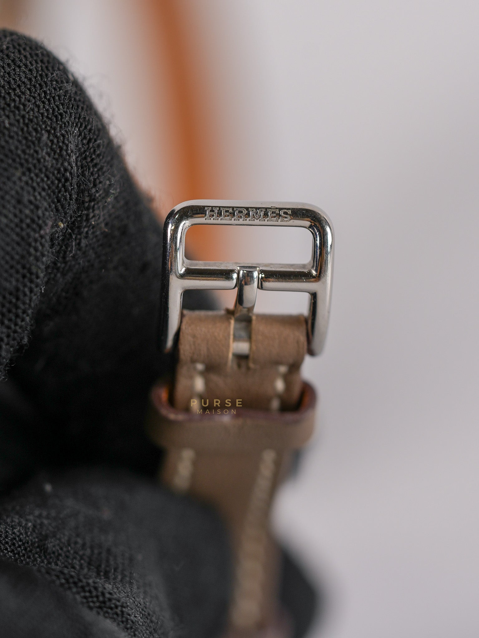 Mini H Hour Double Tour Etoupe in Palladium Hardware Size FS | Purse Maison Luxury Bags Shop