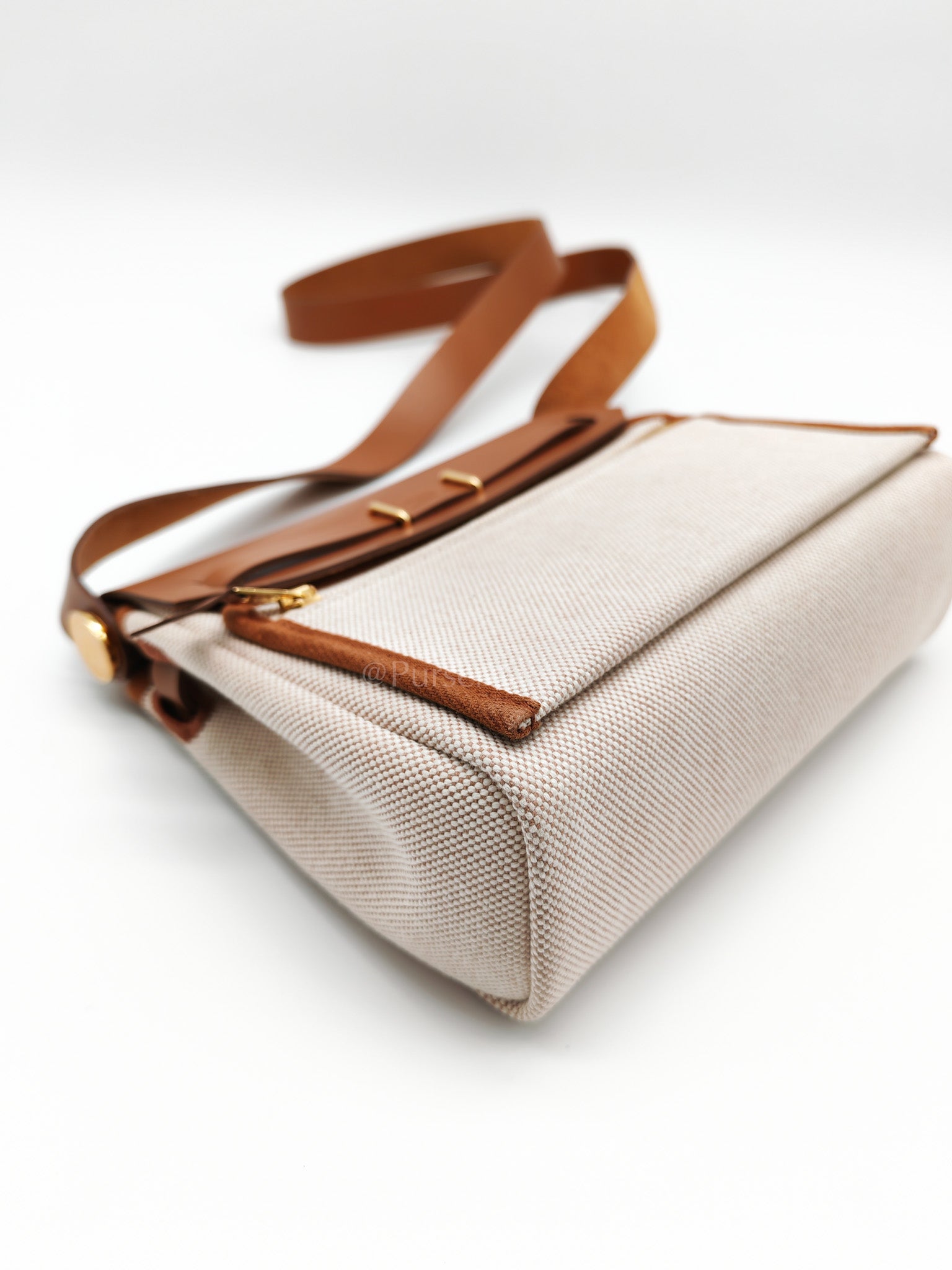 Mini Herbag 20 in Ecru Beige Canvas Gold Hardware Stamp K(2025) | Purse Maison Luxury Bags Shop