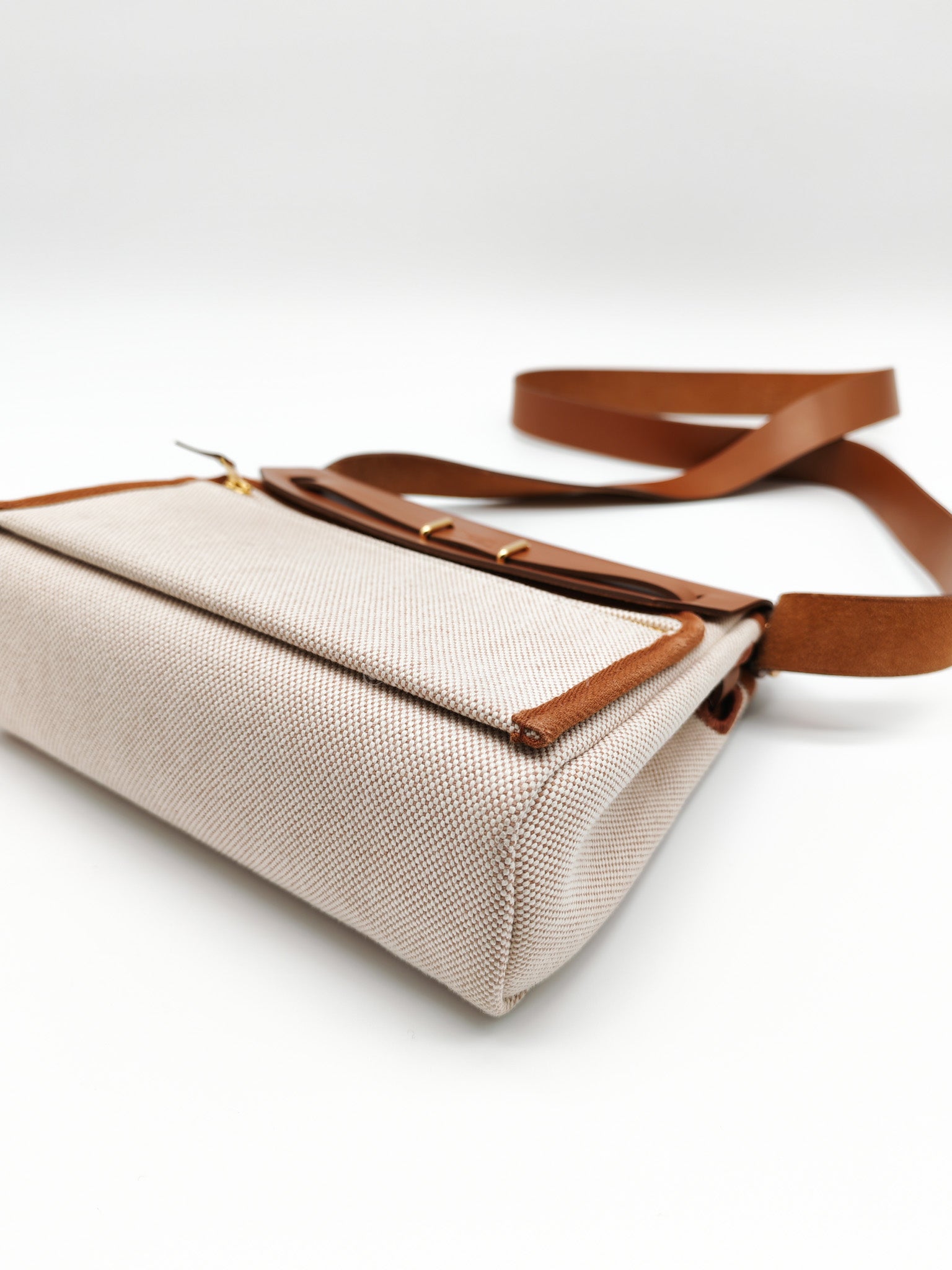 Mini Herbag 20 in Ecru Beige Canvas Gold Hardware Stamp K(2025) | Purse Maison Luxury Bags Shop