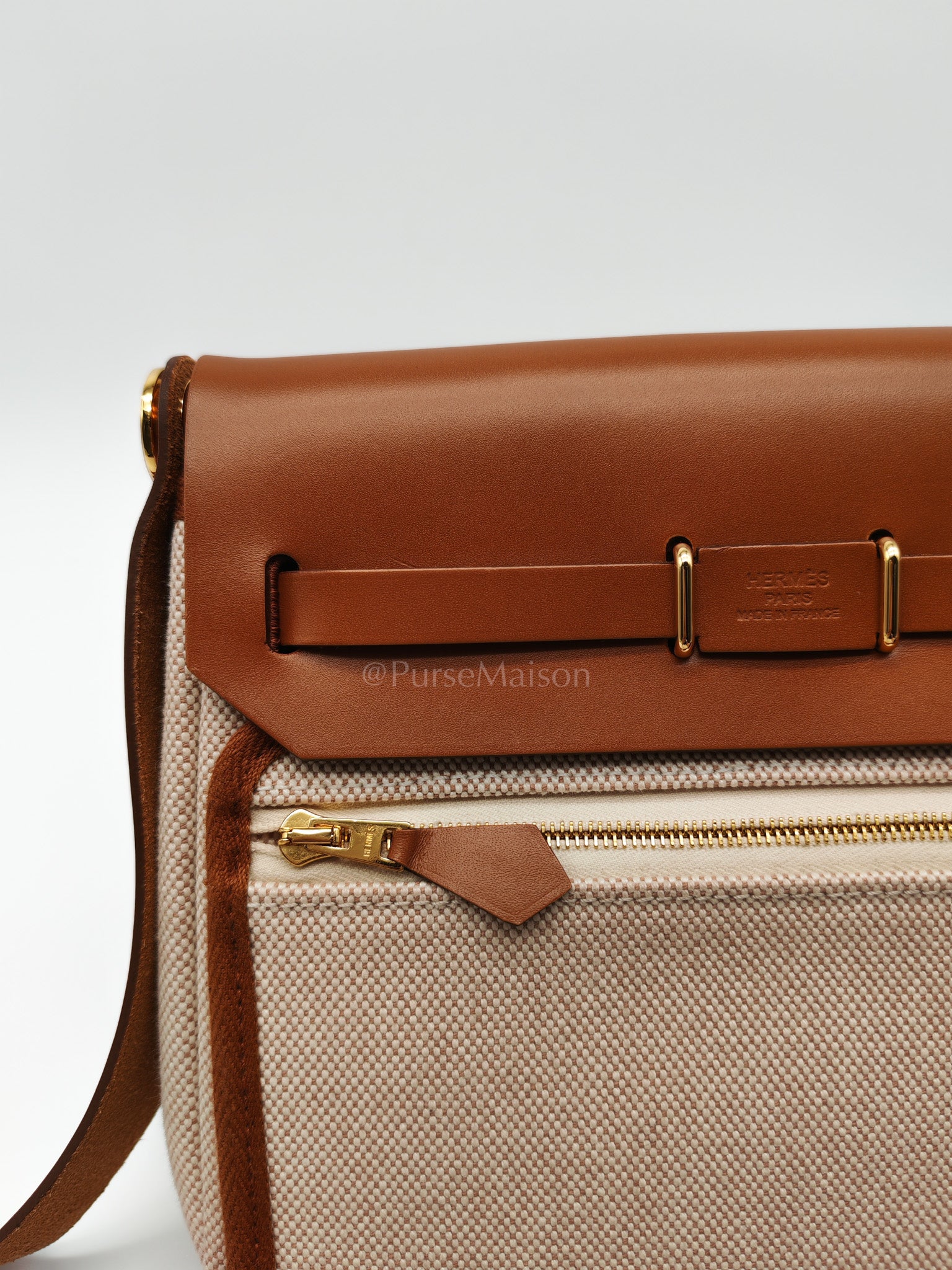 Mini Herbag 20 in Ecru Beige Canvas Gold Hardware Stamp K(2025) | Purse Maison Luxury Bags Shop