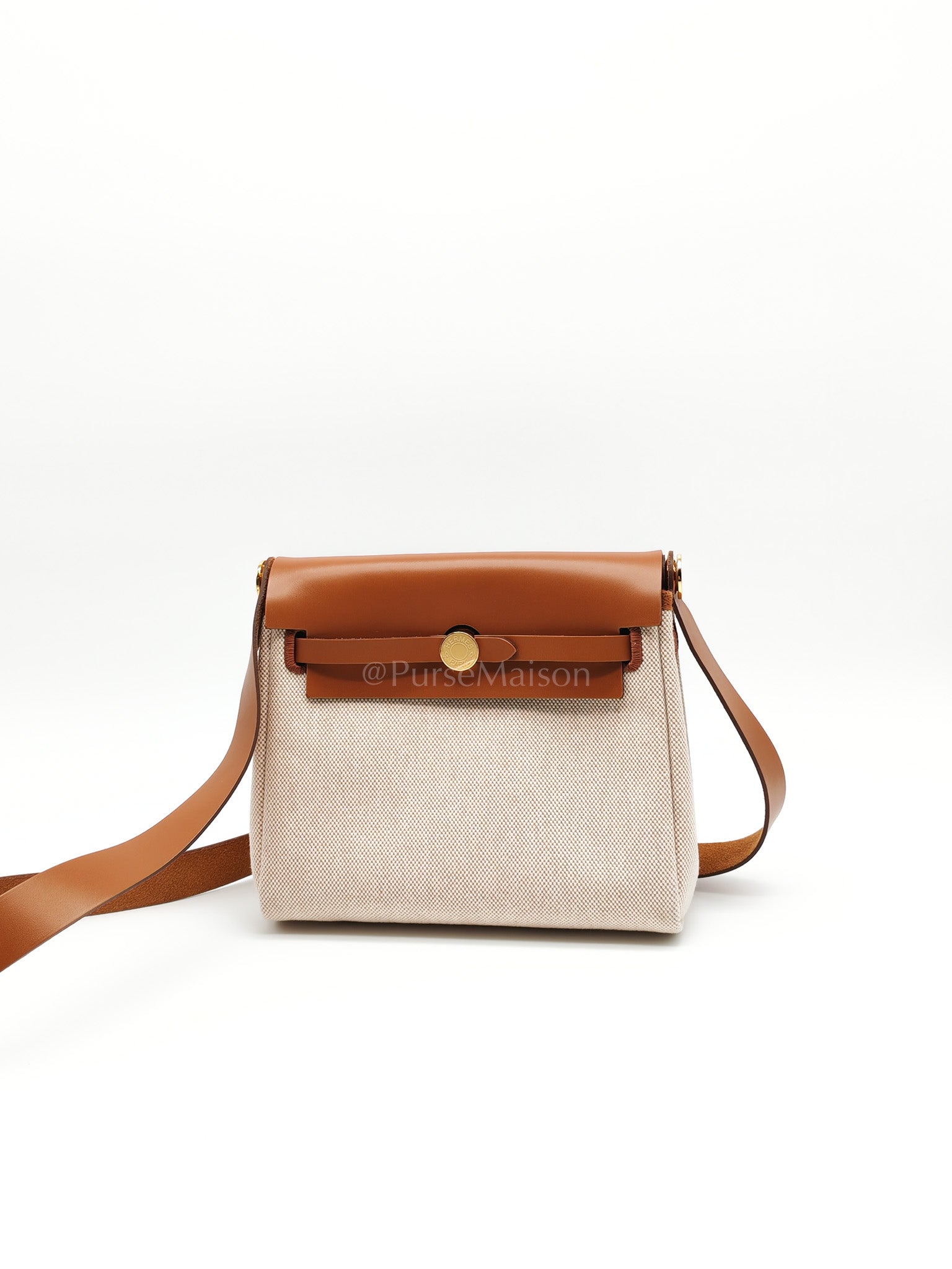 Mini Herbag 20 in Ecru Beige Canvas Gold Hardware Stamp K(2025) | Purse Maison Luxury Bags Shop