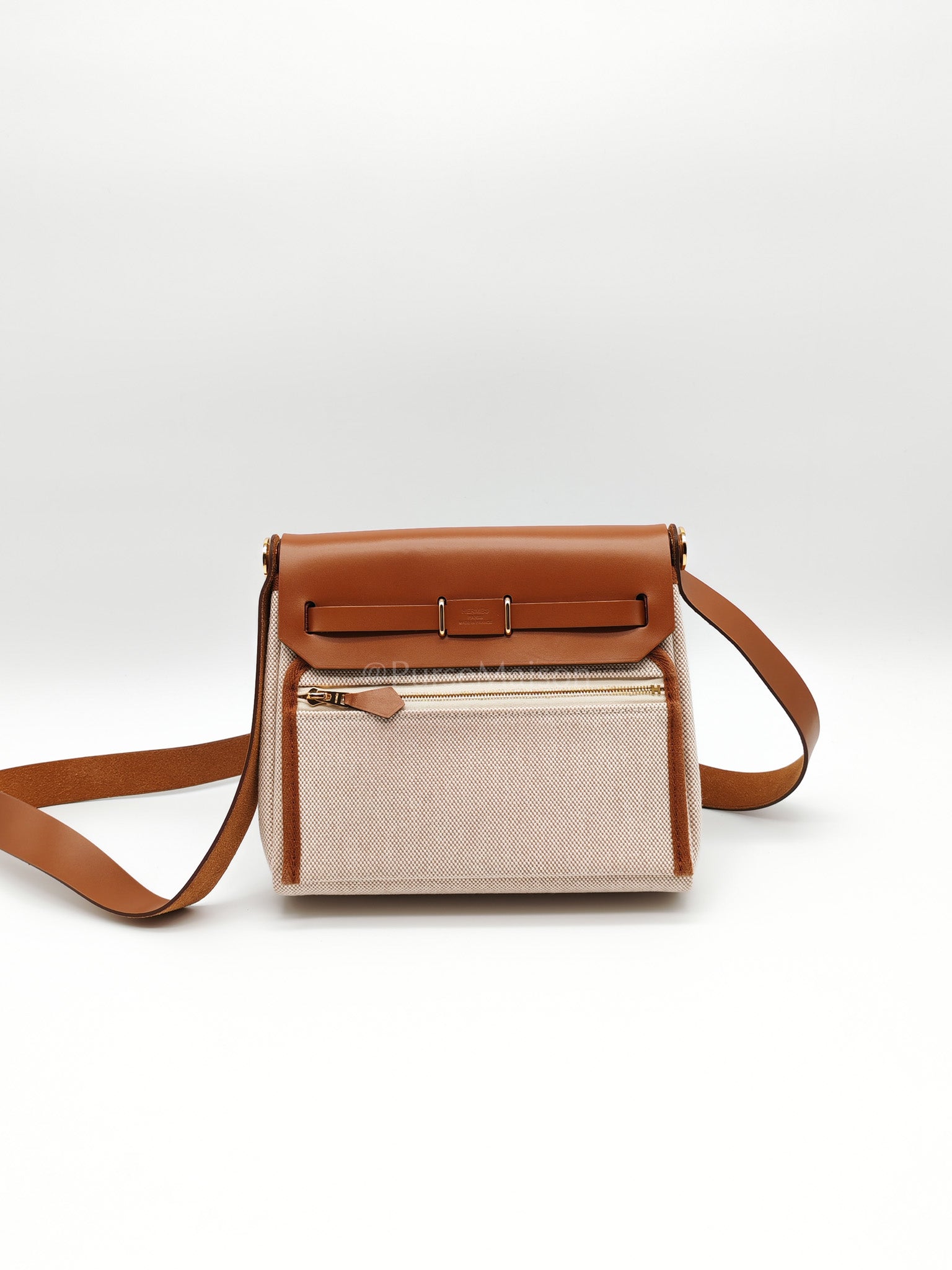 Mini Herbag 20 in Ecru Beige Canvas Gold Hardware Stamp K(2025) | Purse Maison Luxury Bags Shop