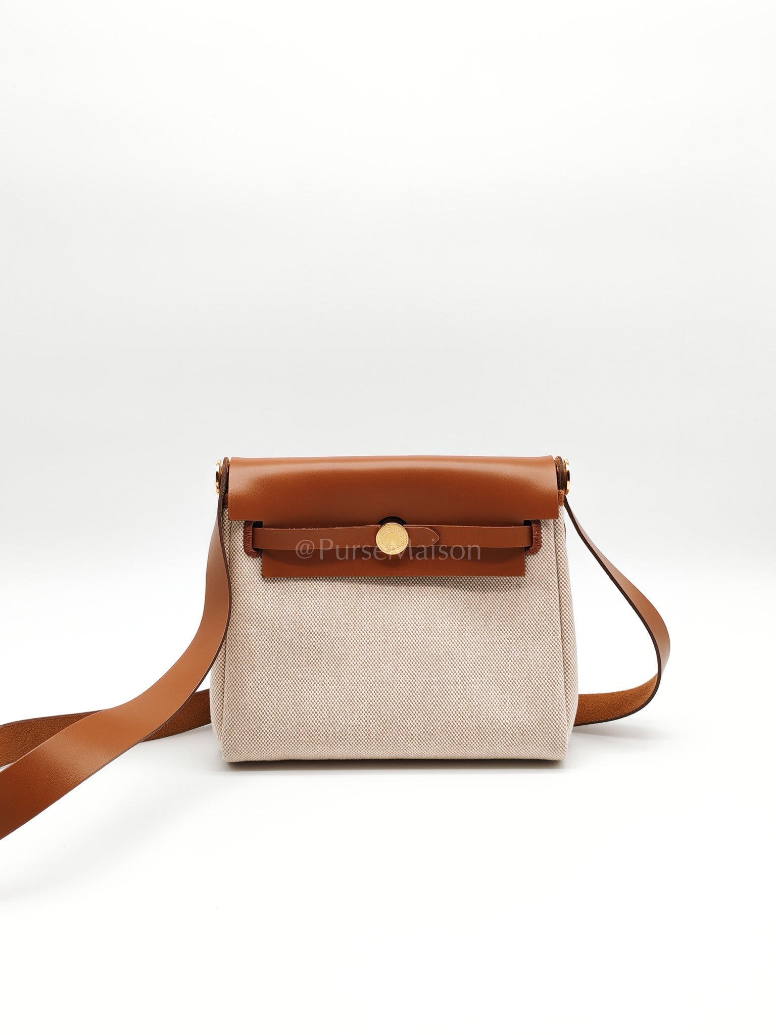 Mini Herbag 20 in Ecru Beige Canvas Gold Hardware Stamp K(2025) | Purse Maison Luxury Bags Shop