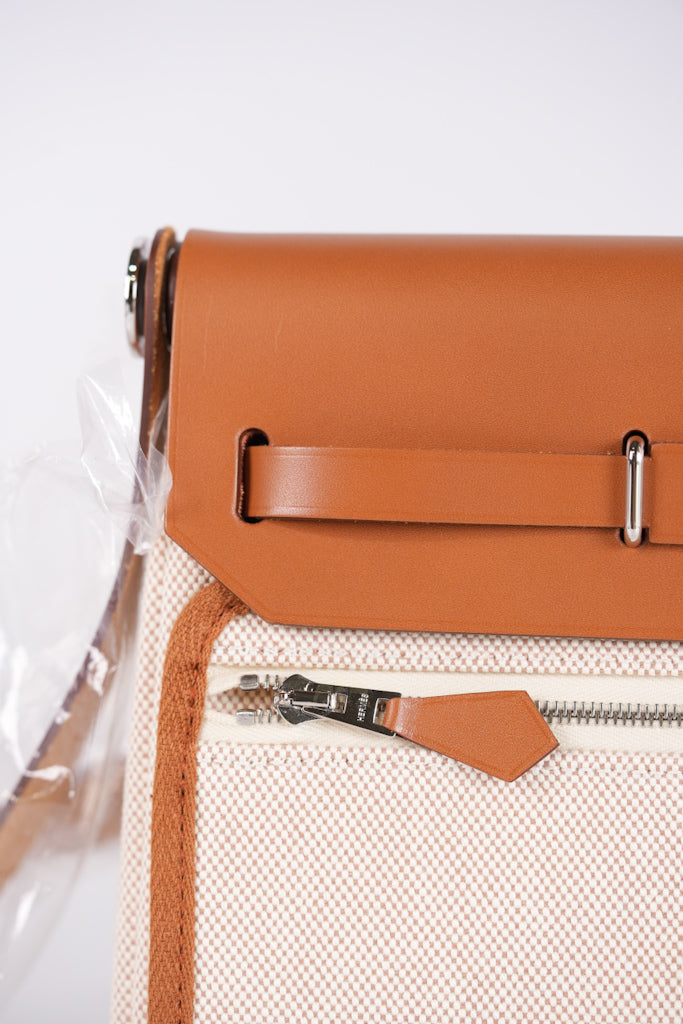 Mini Herbag Beige Ecru Fauve and Palladium Hardware Stamp K (2025) | Purse Maison Luxury Bags Shop