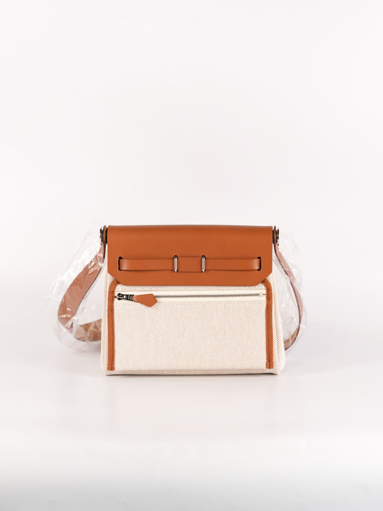 Mini Herbag Beige Ecru Fauve and Palladium Hardware Stamp K (2025) | Purse Maison Luxury Bags Shop
