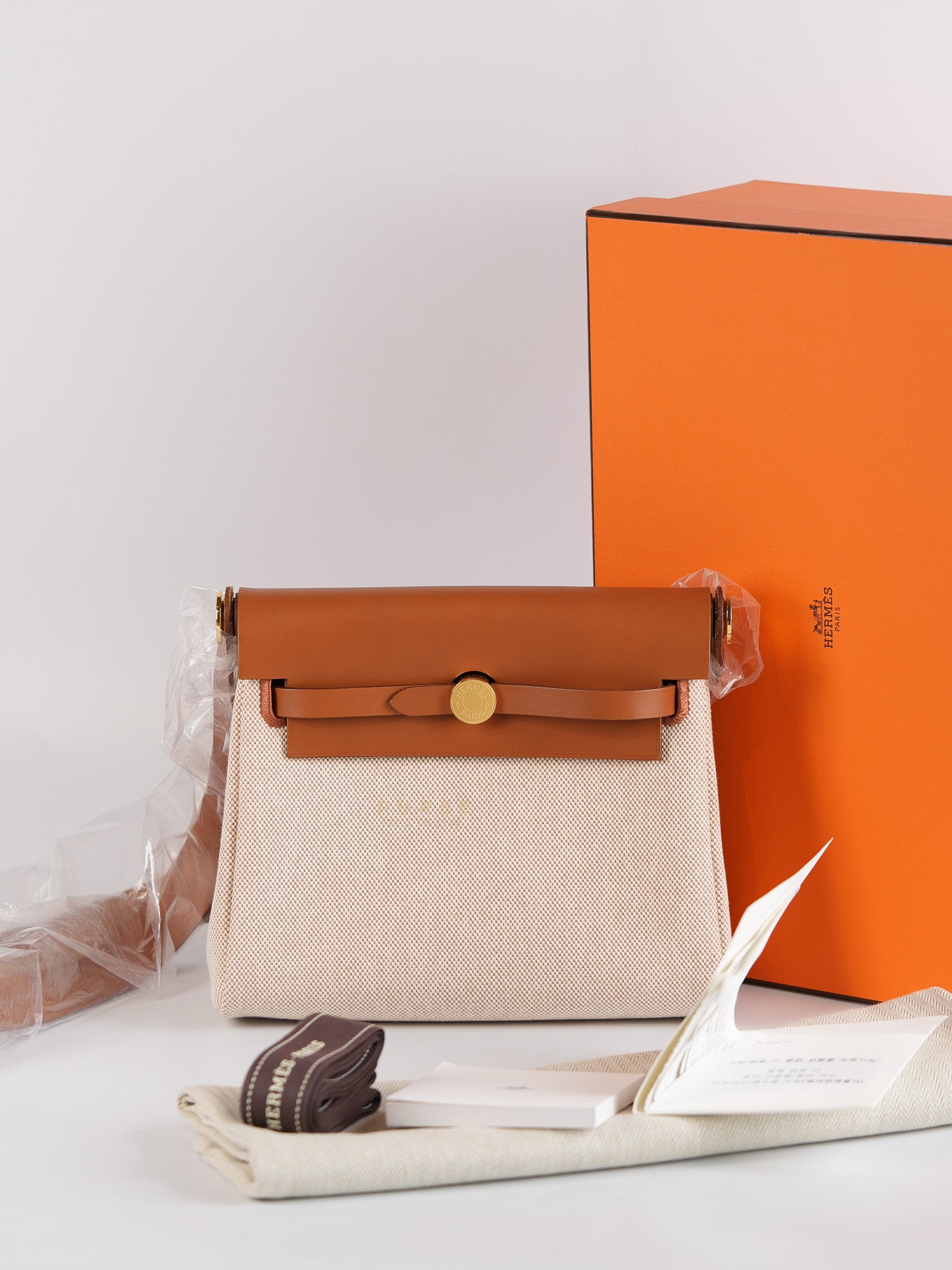 Mini Herbag Beige in Gold Hardware Stamp W(2024) | Purse Maison Luxury Bags Shop