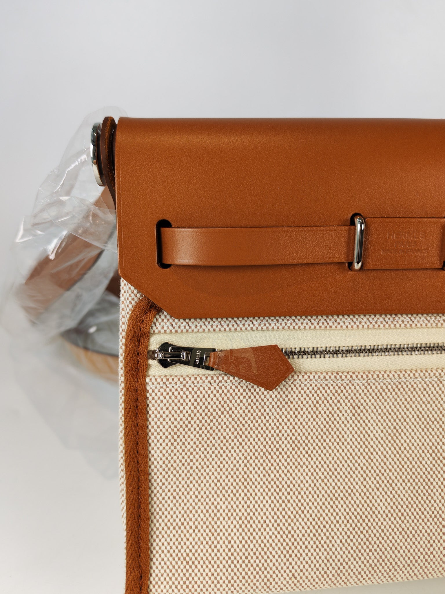 Mini Herbag Beige Leather Canvas and Palladium Hardware Stamp K (2025) | Purse Maison Luxury Bags Shop