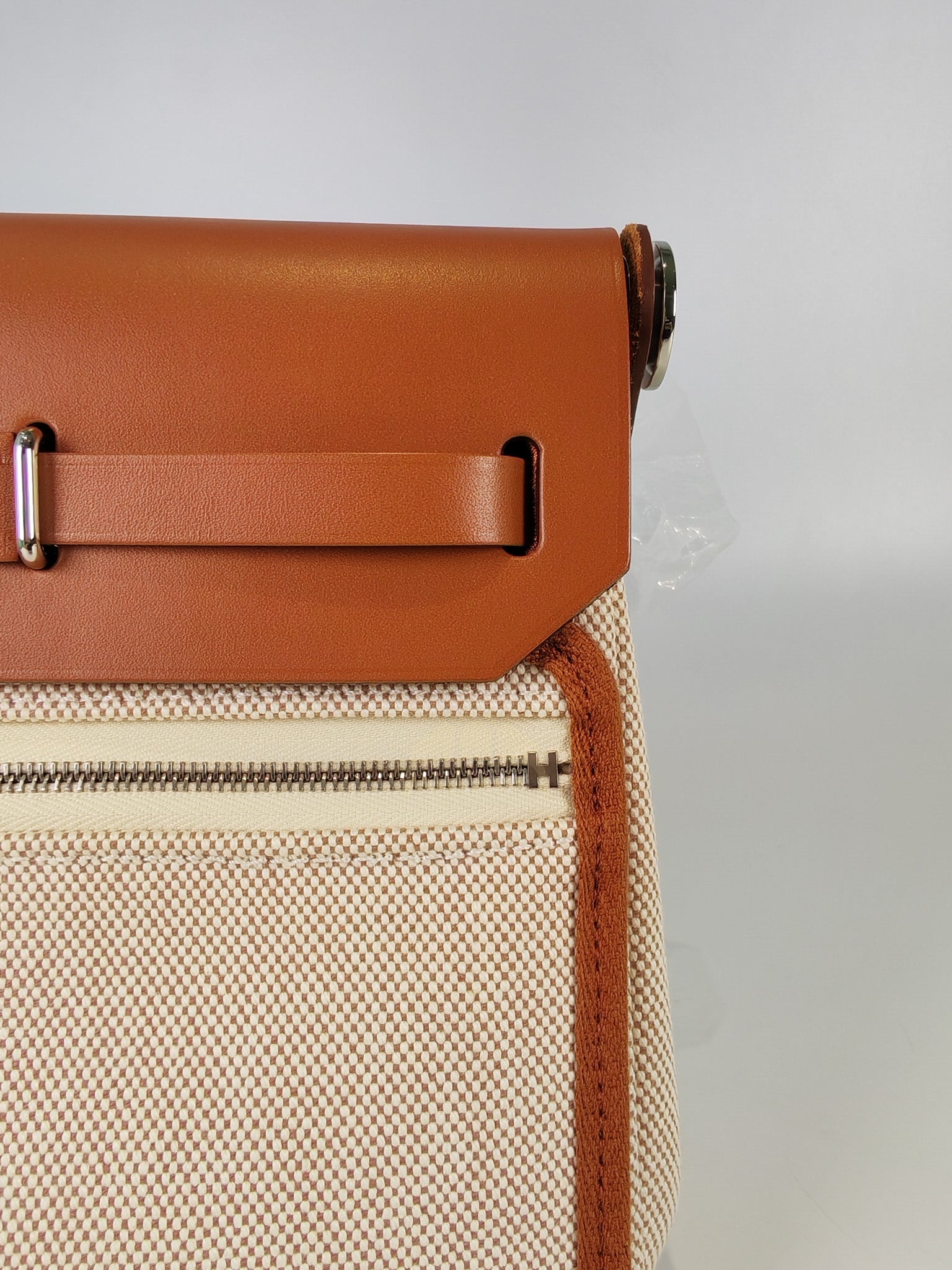 Mini Herbag Beige Leather Canvas and Palladium Hardware Stamp K (2025) | Purse Maison Luxury Bags Shop