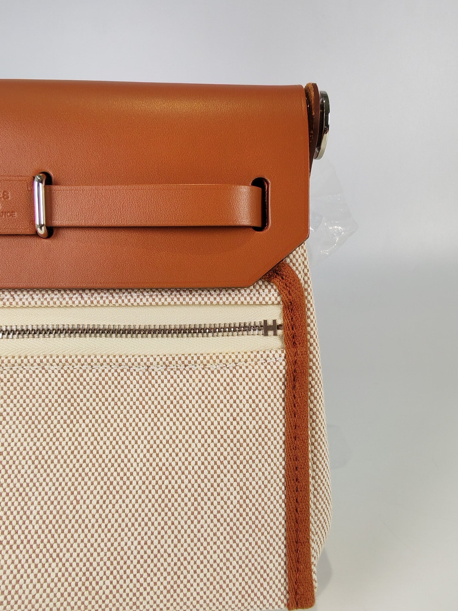 Mini Herbag Beige Leather Canvas and Palladium Hardware Stamp K (2025) | Purse Maison Luxury Bags Shop