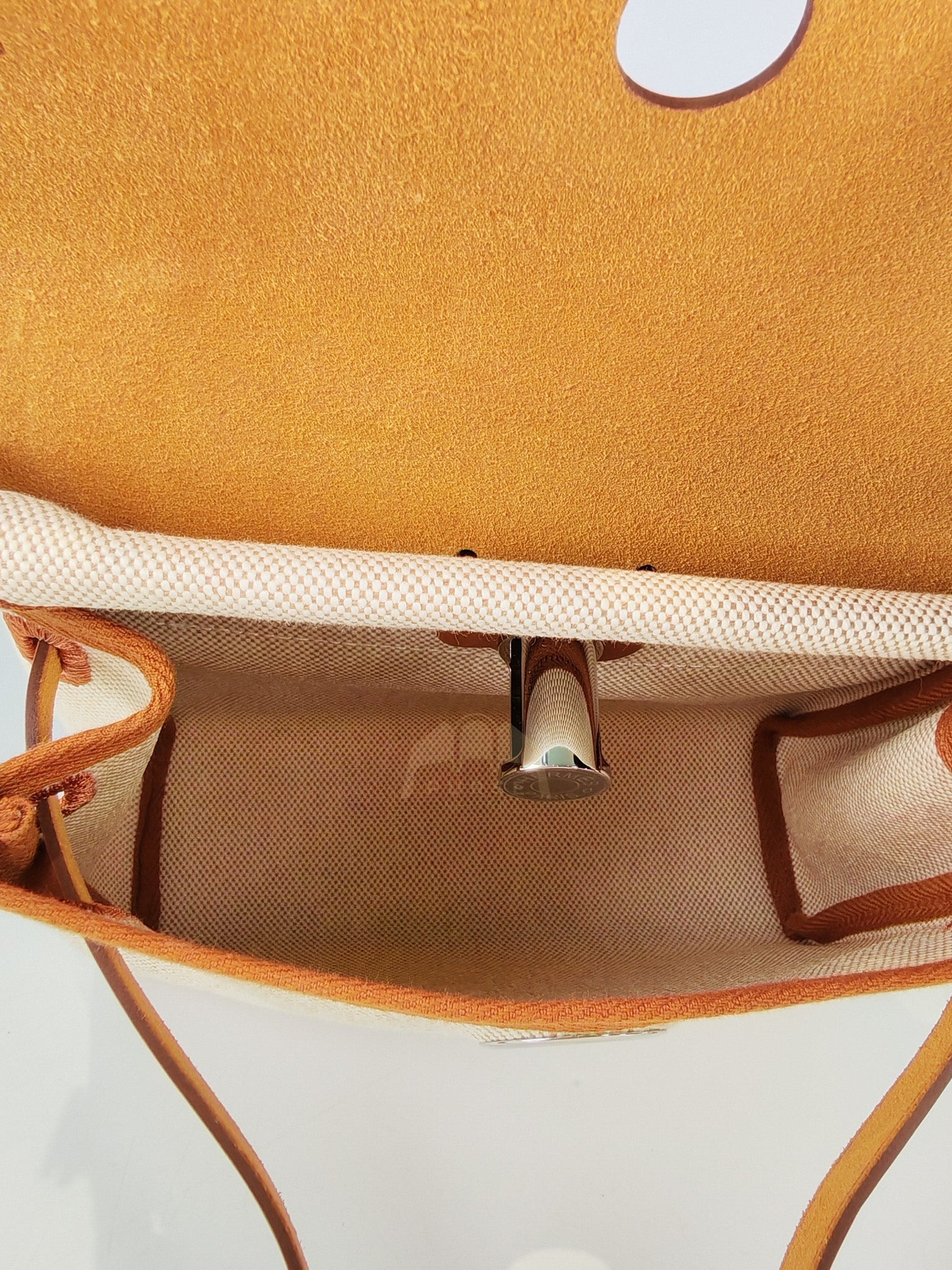 Mini Herbag Beige Leather Canvas and Palladium Hardware Stamp K (2025) | Purse Maison Luxury Bags Shop