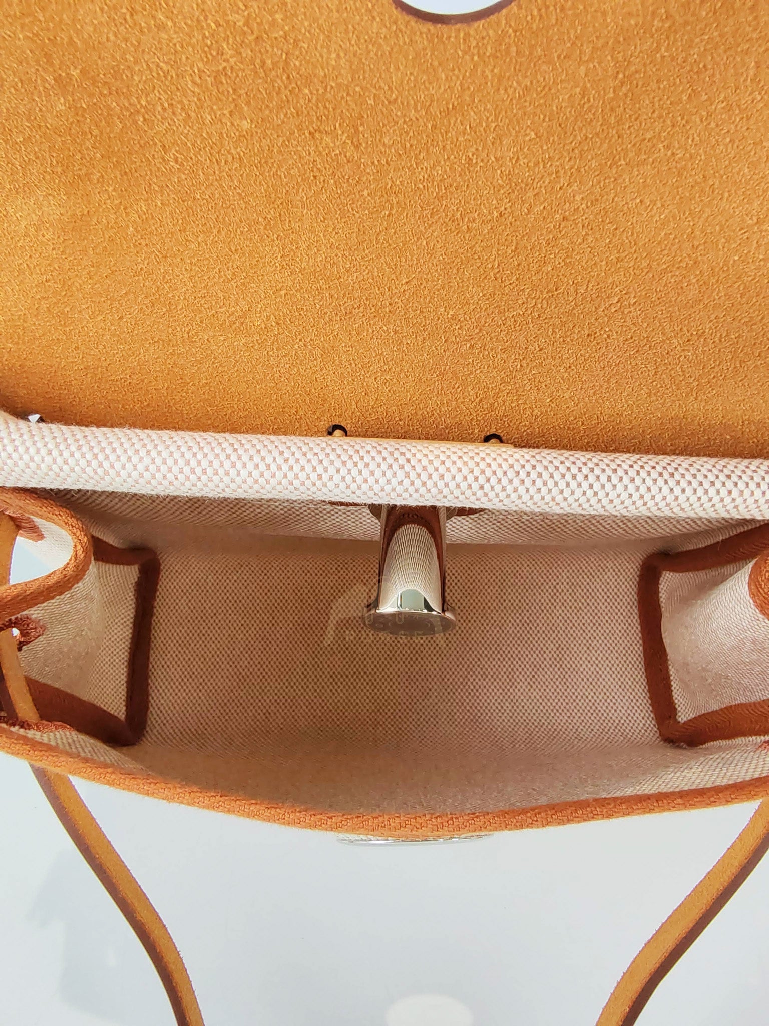 Mini Herbag Beige Leather Canvas and Palladium Hardware Stamp K (2025) | Purse Maison Luxury Bags Shop