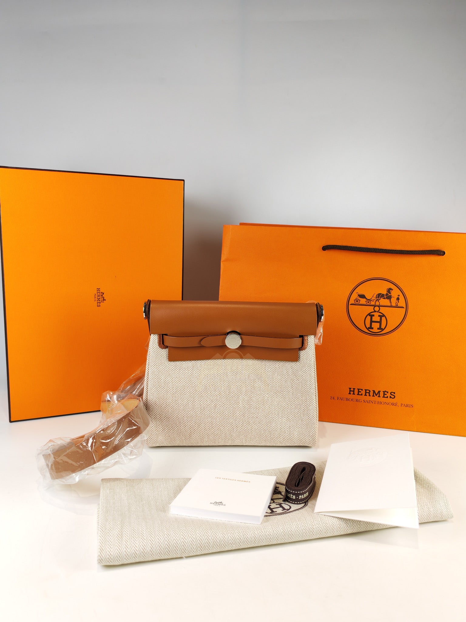 Mini Herbag Beige Leather Canvas and Palladium Hardware Stamp K (2025) | Purse Maison Luxury Bags Shop