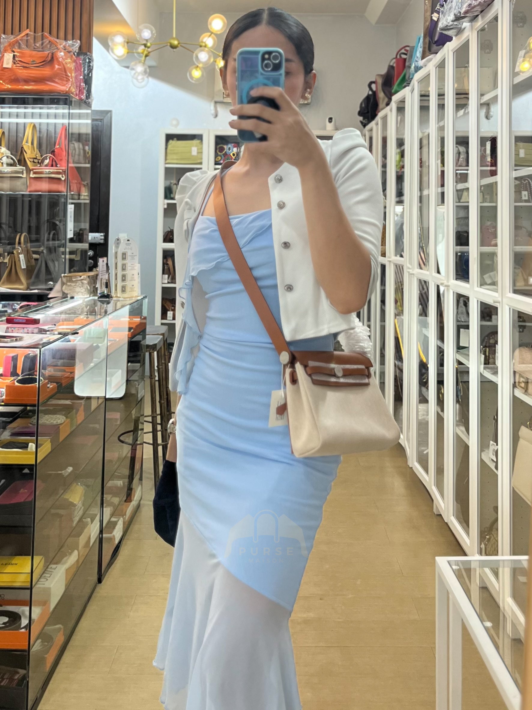 Mini Herbag Beige Ecru Fauve and Palladium Hardware Stamp K (2025) | Purse Maison Luxury Bags Shop