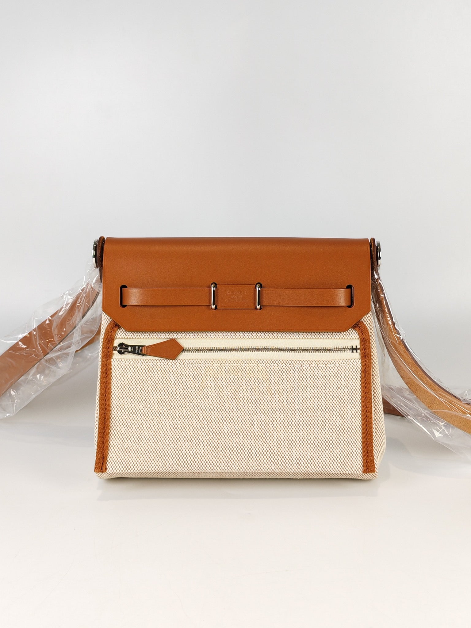 Mini Herbag Beige Leather Canvas and Palladium Hardware Stamp K (2025) | Purse Maison Luxury Bags Shop