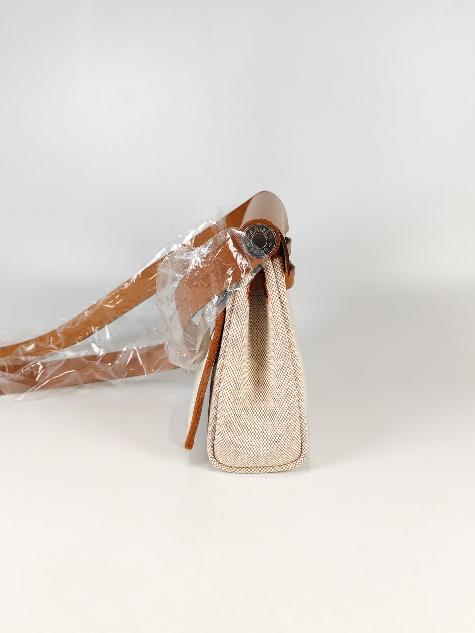 Mini Herbag Beige Leather Canvas and Palladium Hardware Stamp K (2025) | Purse Maison Luxury Bags Shop