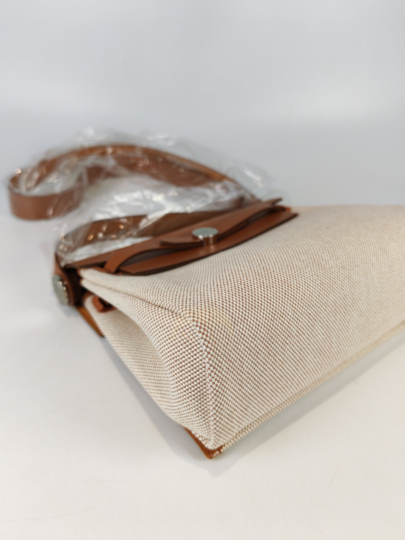 Mini Herbag Beige Leather Canvas and Palladium Hardware Stamp K (2025) | Purse Maison Luxury Bags Shop