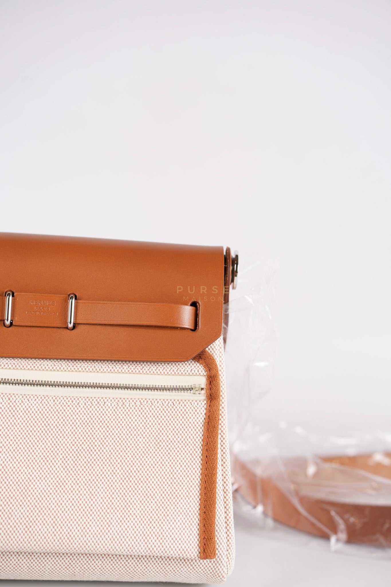 Mini Herbag Beige Leather Canvas and Palladium Hardware Stamp W (2024) | Purse Maison Luxury Bags Shop