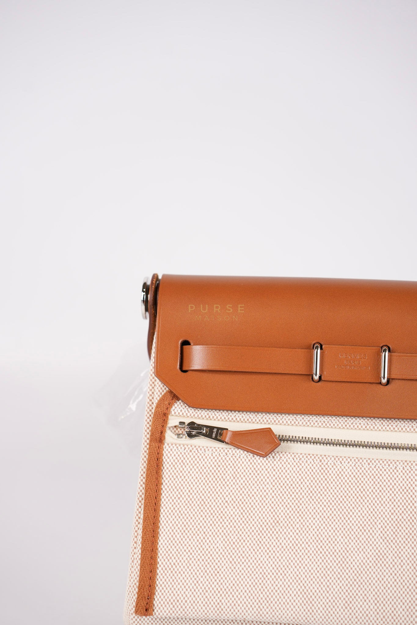 Mini Herbag Beige Leather Canvas and Palladium Hardware Stamp W (2024) | Purse Maison Luxury Bags Shop