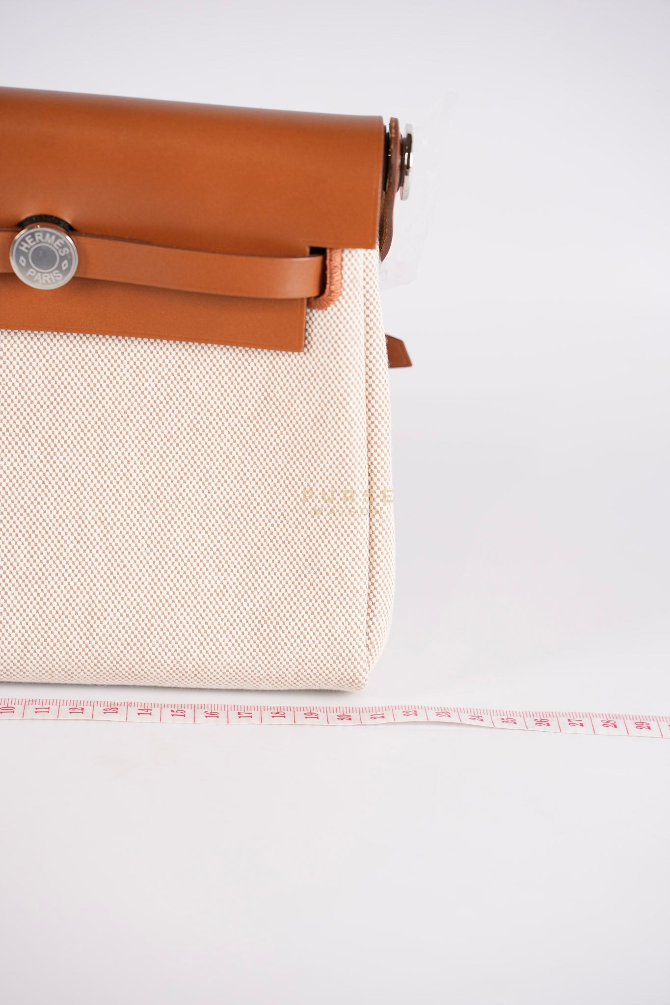 Mini Herbag Beige Leather Canvas and Palladium Hardware Stamp W (2024) | Purse Maison Luxury Bags Shop