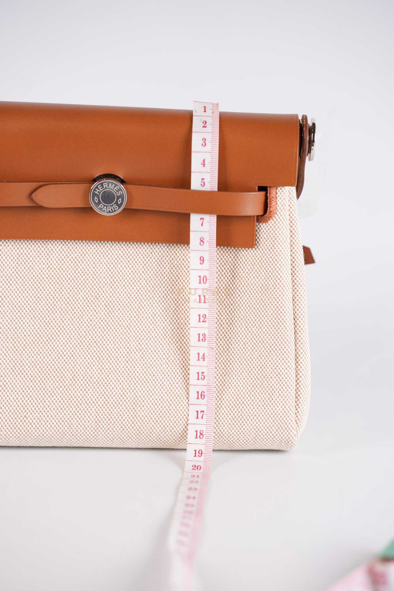 Mini Herbag Beige Leather Canvas and Palladium Hardware Stamp W (2024) | Purse Maison Luxury Bags Shop