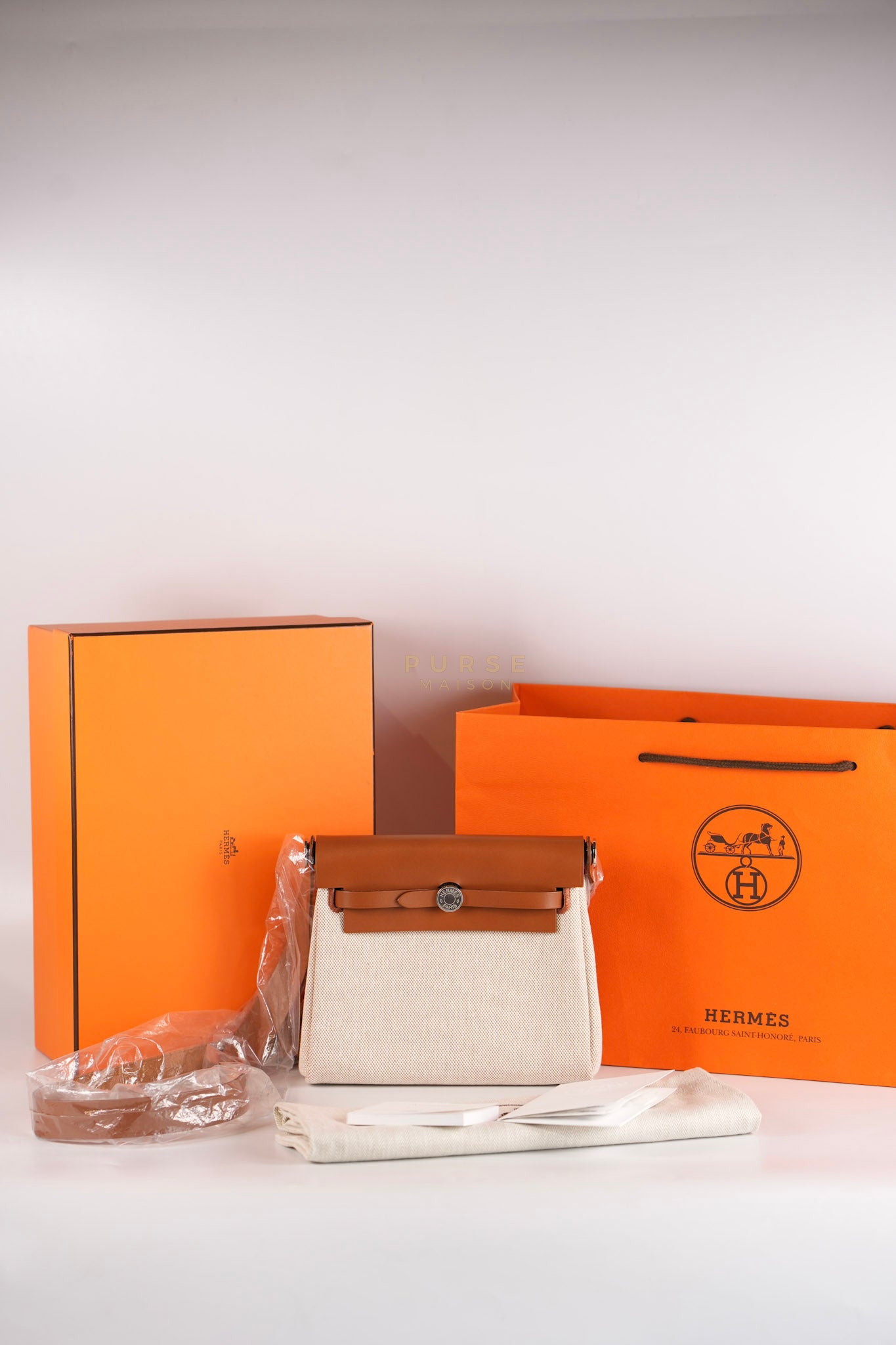 Mini Herbag Beige Leather Canvas and Palladium Hardware Stamp W (2024) | Purse Maison Luxury Bags Shop