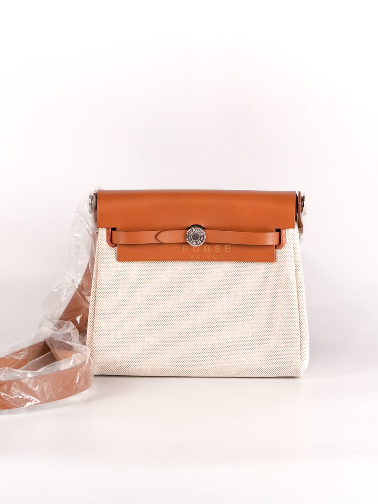 Mini Herbag Beige Leather Canvas and Palladium Hardware Stamp W (2024) | Purse Maison Luxury Bags Shop