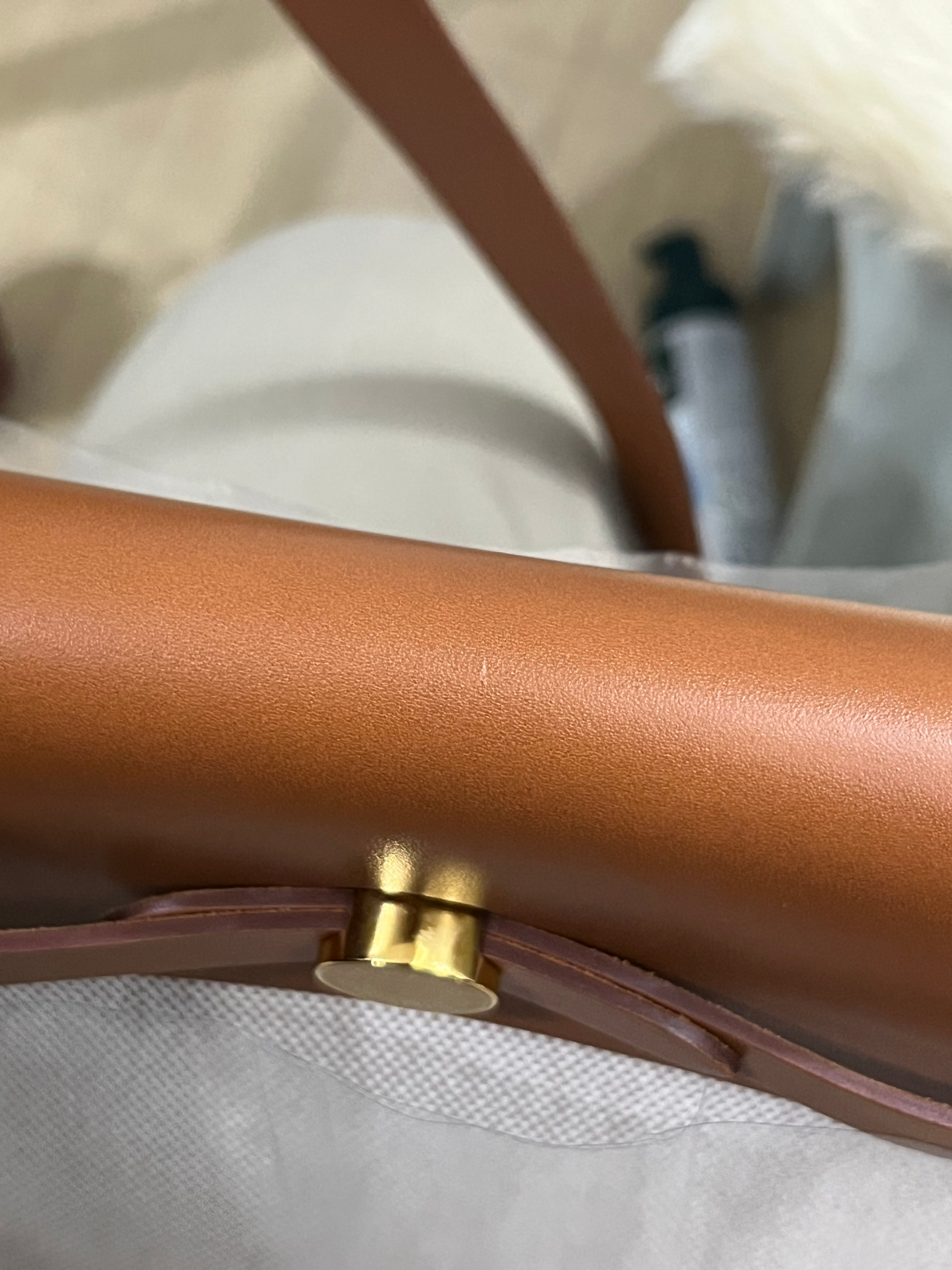 Mini Herbag Beige Leather Canvas Gold Hardware Stamp W (2024) | Purse Maison Luxury Bags Shop