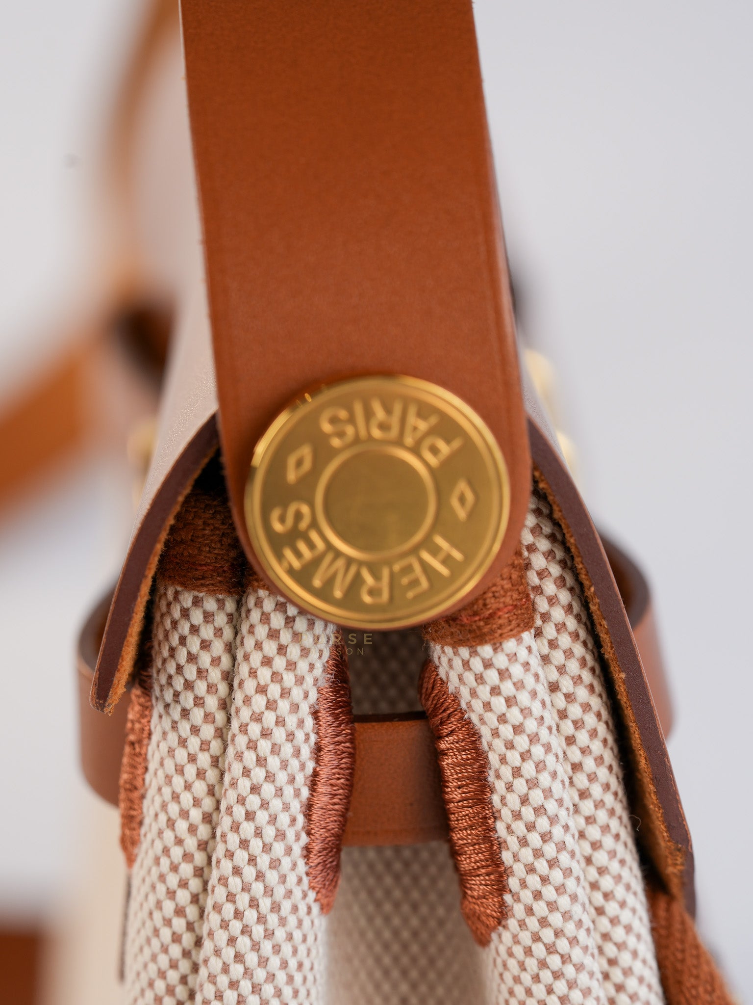 Mini Herbag Beige Leather Canvas Gold Hardware Stamp W | Purse Maison Luxury Bags Shop