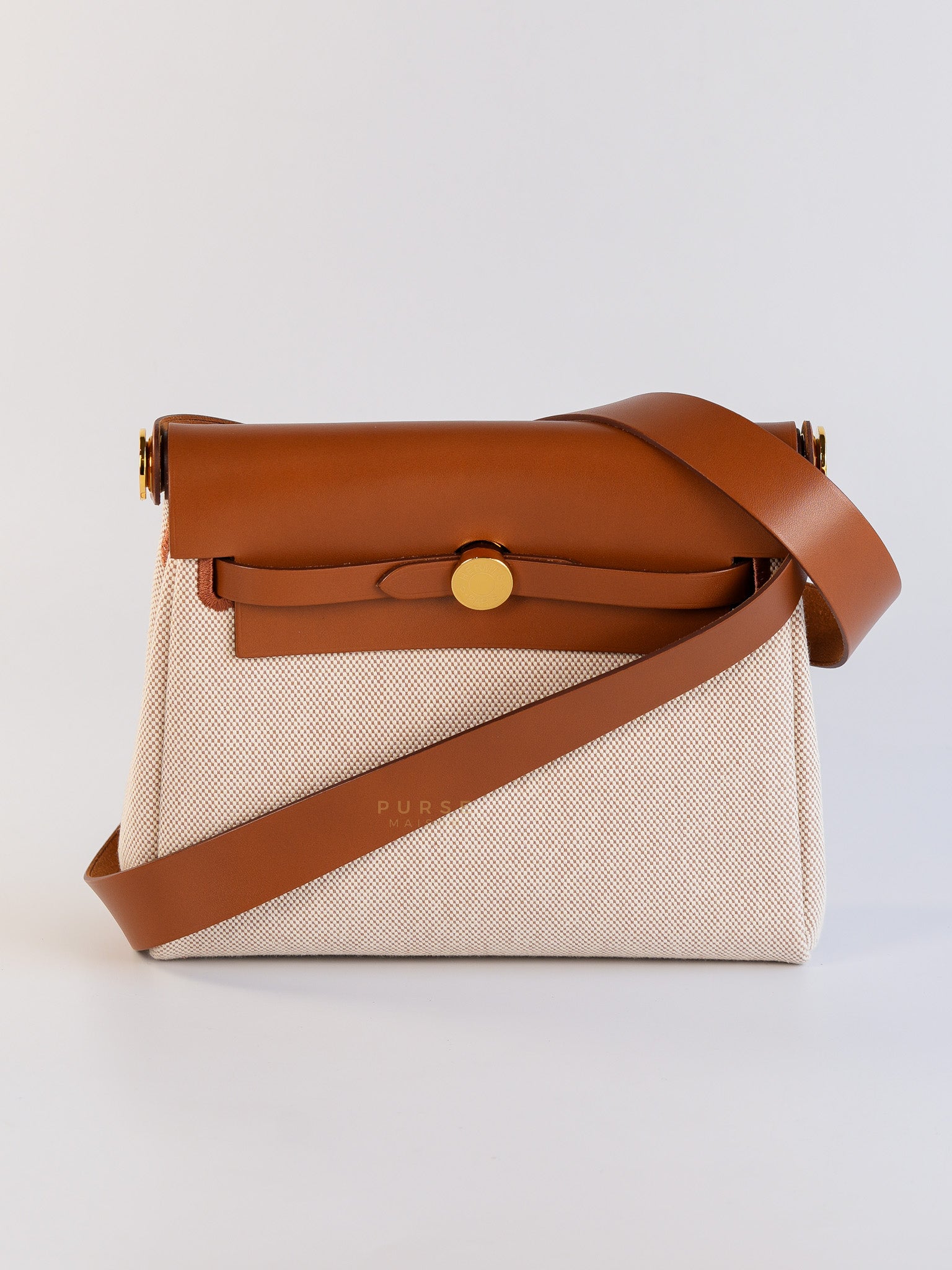 Mini Herbag Beige Leather Canvas Gold Hardware Stamp W | Purse Maison Luxury Bags Shop