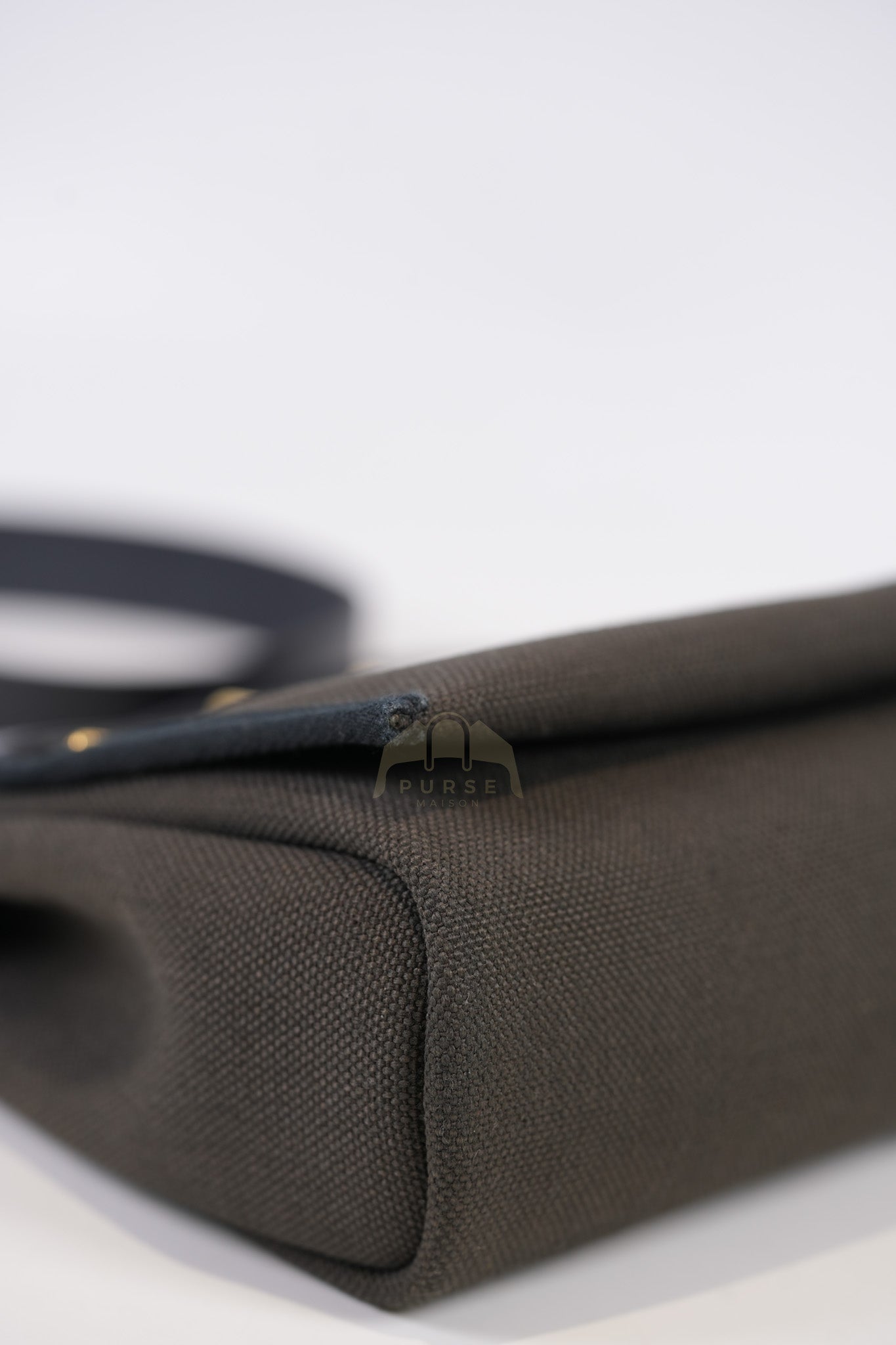 Mini Herbag in Black Military Toile Canvas & Gold Hardware Stamp K (2025) | Purse Maison Luxury Bags Shop