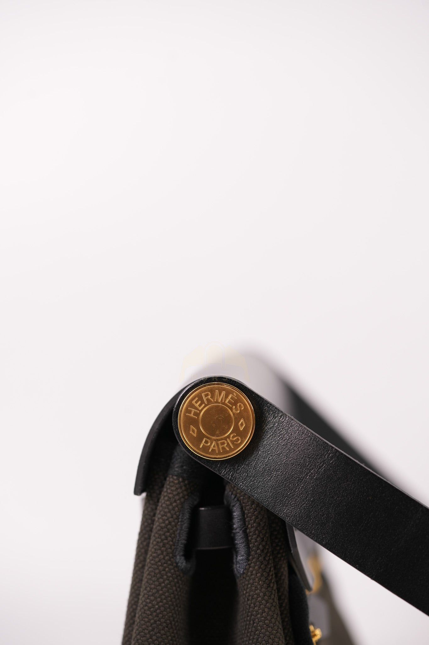 Mini Herbag in Black Military Toile Canvas & Gold Hardware Stamp K (2025) | Purse Maison Luxury Bags Shop