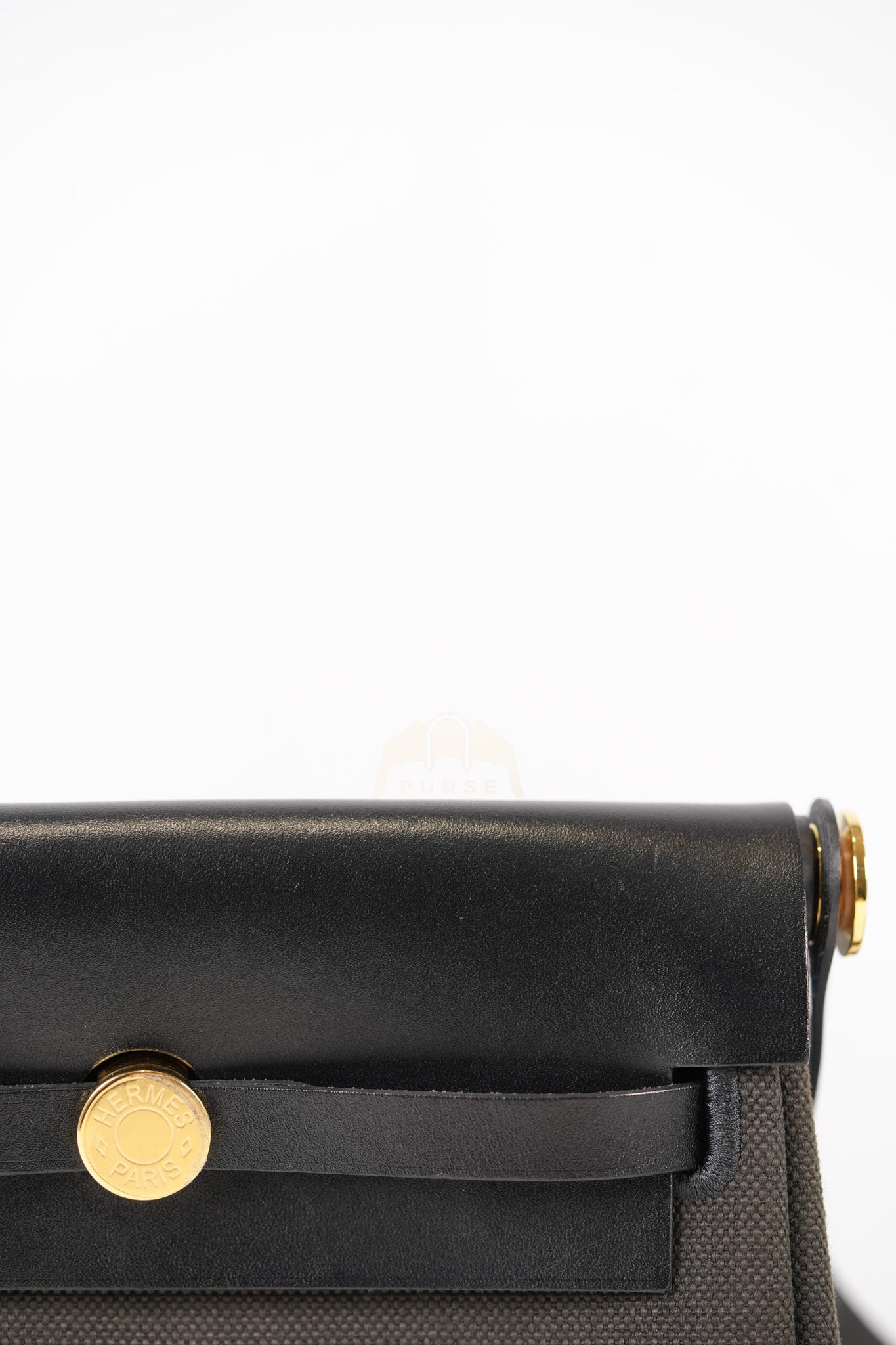 Mini Herbag in Black Military Toile Canvas & Gold Hardware Stamp K (2025) | Purse Maison Luxury Bags Shop