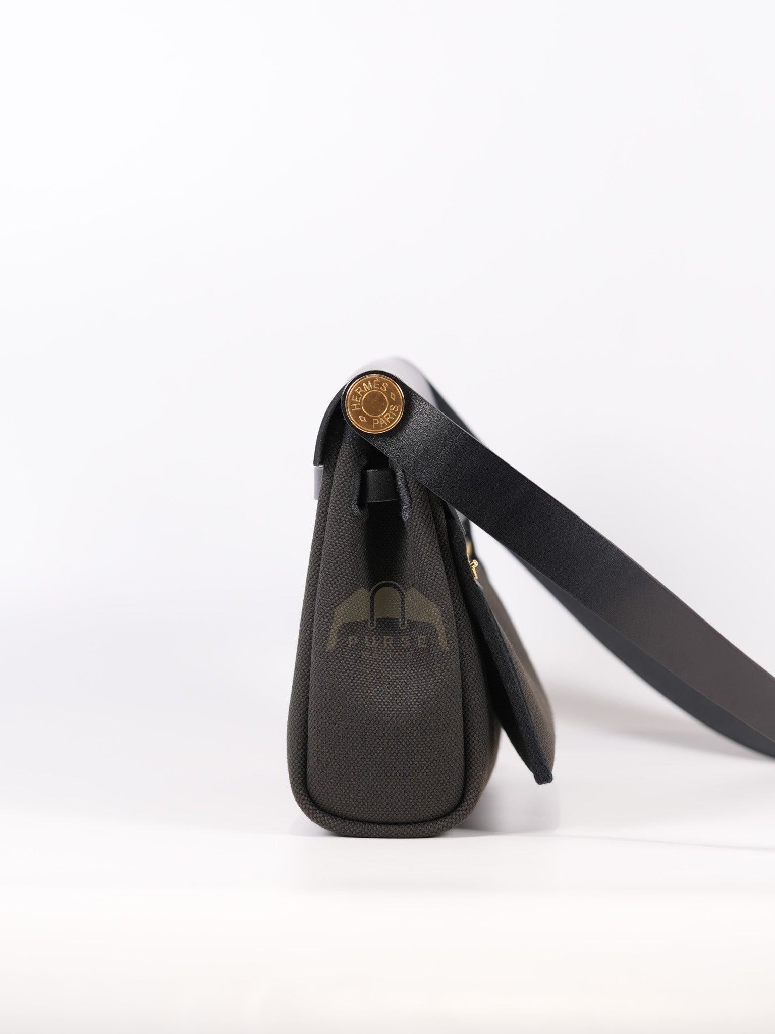 Mini Herbag in Black Military Toile Canvas & Gold Hardware Stamp K (2025) | Purse Maison Luxury Bags Shop