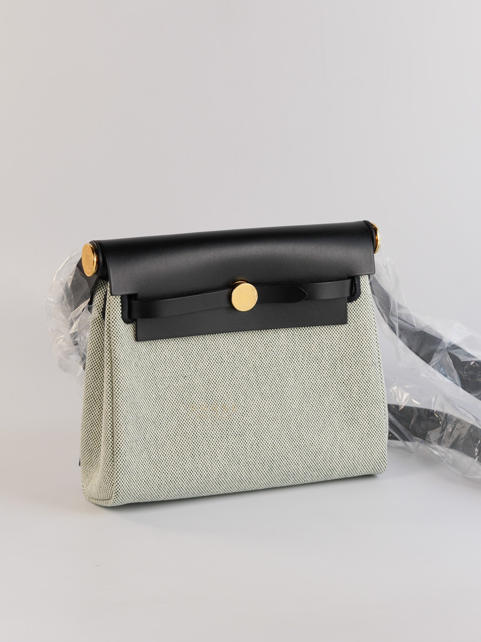 Mini Herbag in Moyen/Noir Canvas Gold Hardware Stamp W(2024) | Purse Maison Luxury Bags Shop