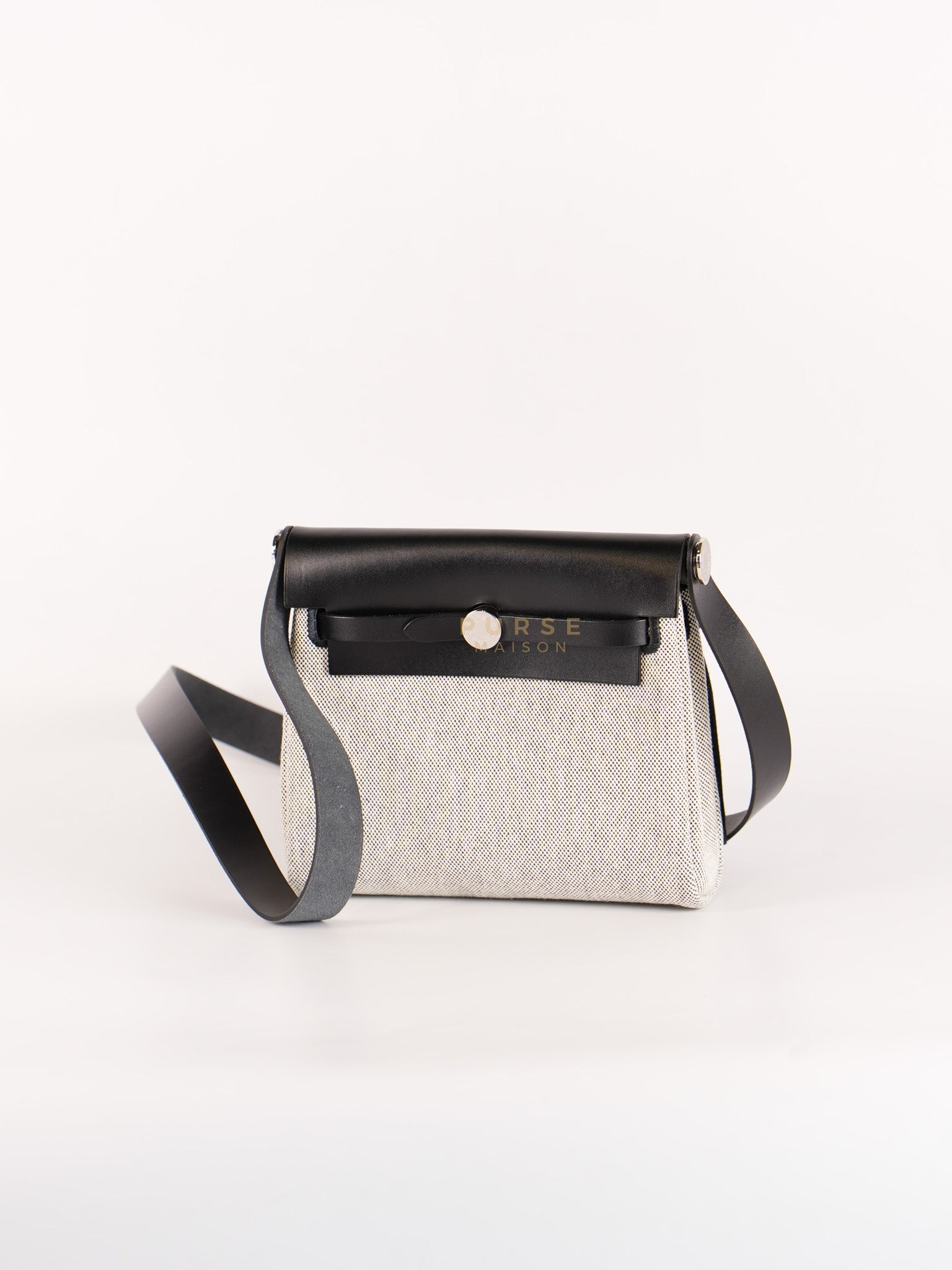 Mini Herbag Zip 20 in Black Leather Canvas and Palladium Hardware Stamp K (2025) | Purse Maison Luxury Bags Shop