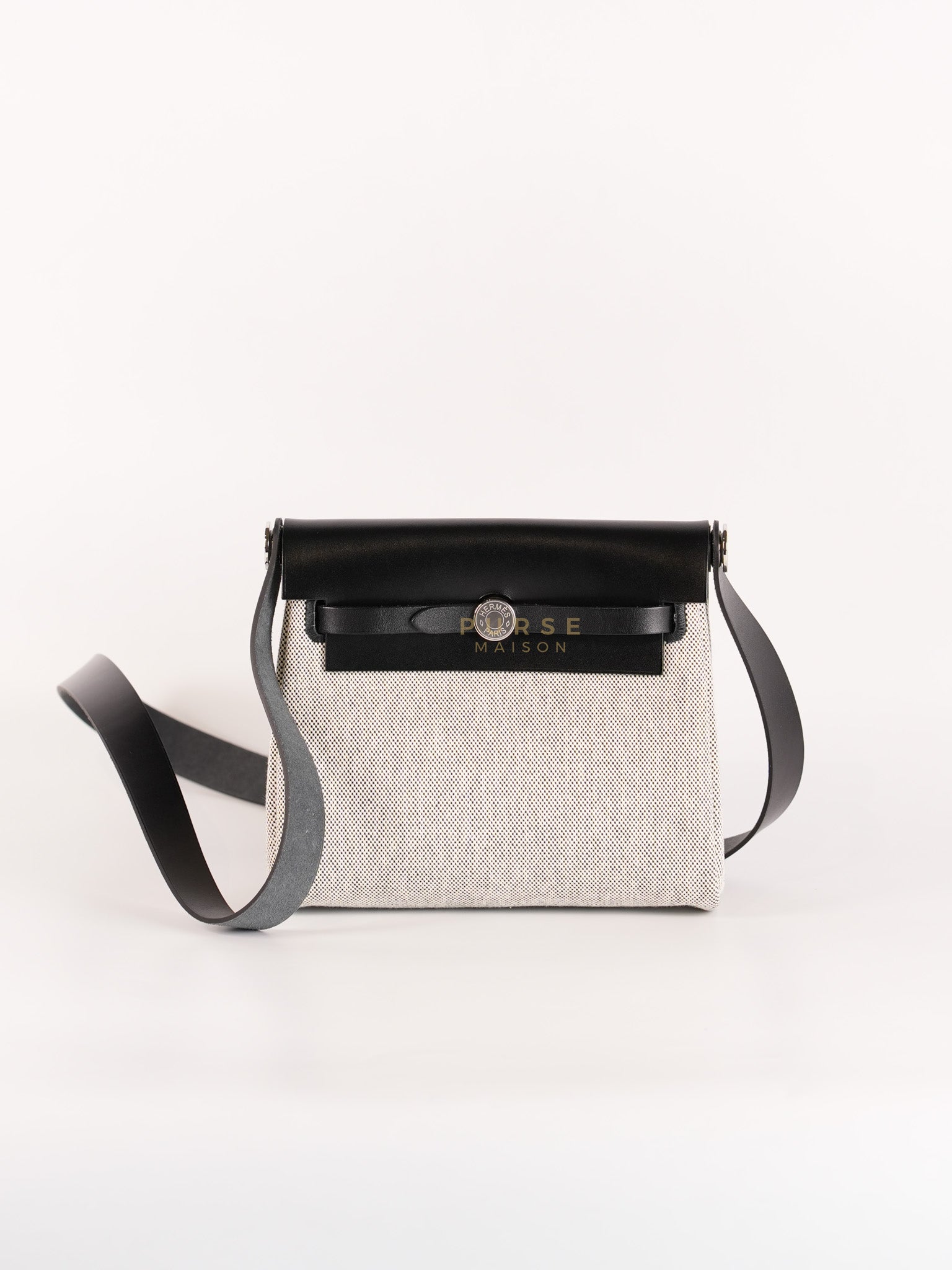 Mini Herbag Zip 20 in Black Leather Canvas and Palladium Hardware Stamp K (2025) | Purse Maison Luxury Bags Shop