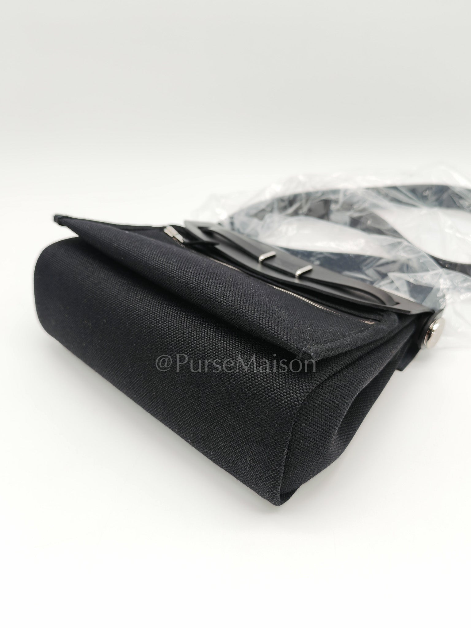 Mini Herbag Zip 20 in Black Military Toile Canvas & Palladium Hardware Stamp G(2026) | Purse Maison Luxury Bags Shop