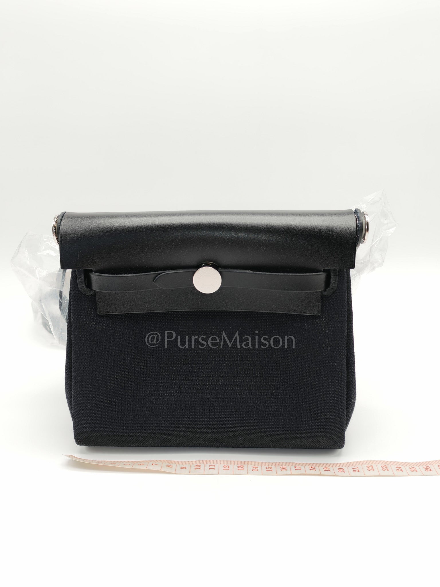 Mini Herbag Zip 20 in Black Military Toile Canvas & Palladium Hardware Stamp G(2026) | Purse Maison Luxury Bags Shop