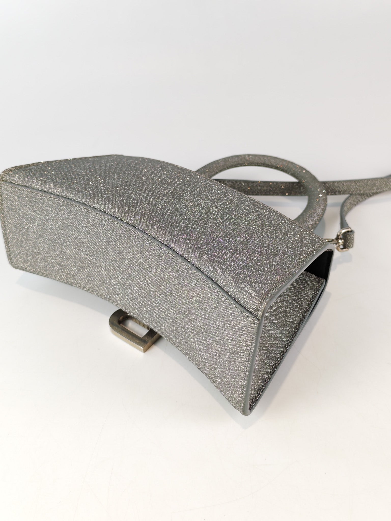 Mini Hourglass in Glitter Silver Shoulder Bag | Purse Maison Luxury Bags Shop