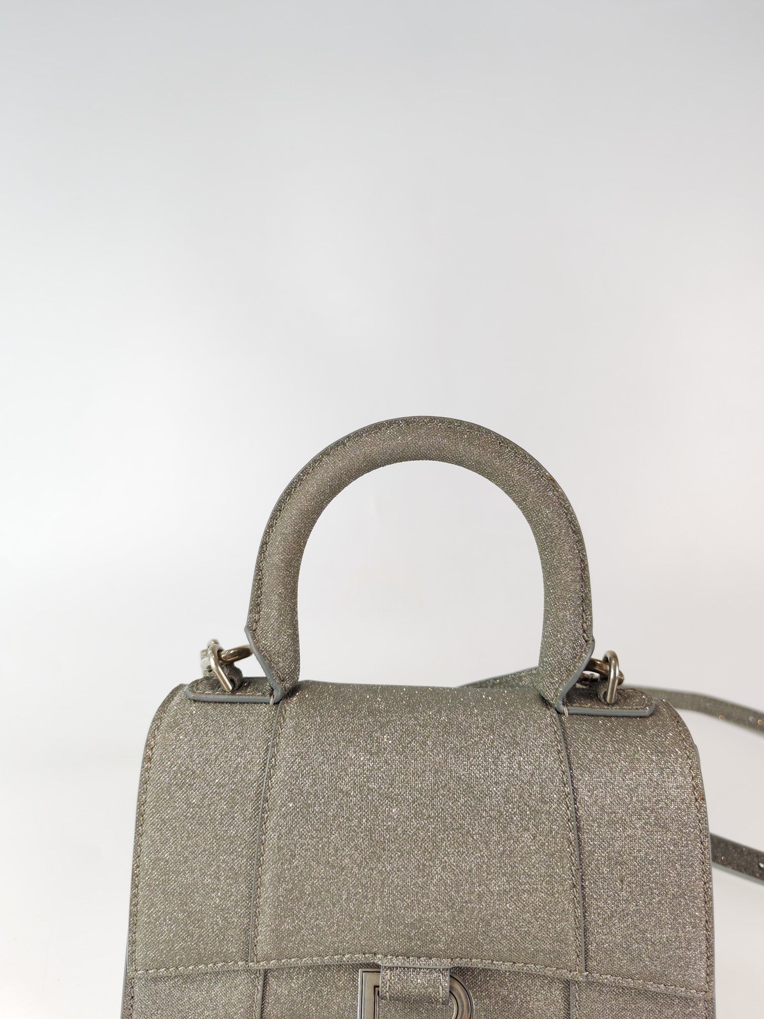 Mini Hourglass in Glitter Silver Shoulder Bag | Purse Maison Luxury Bags Shop