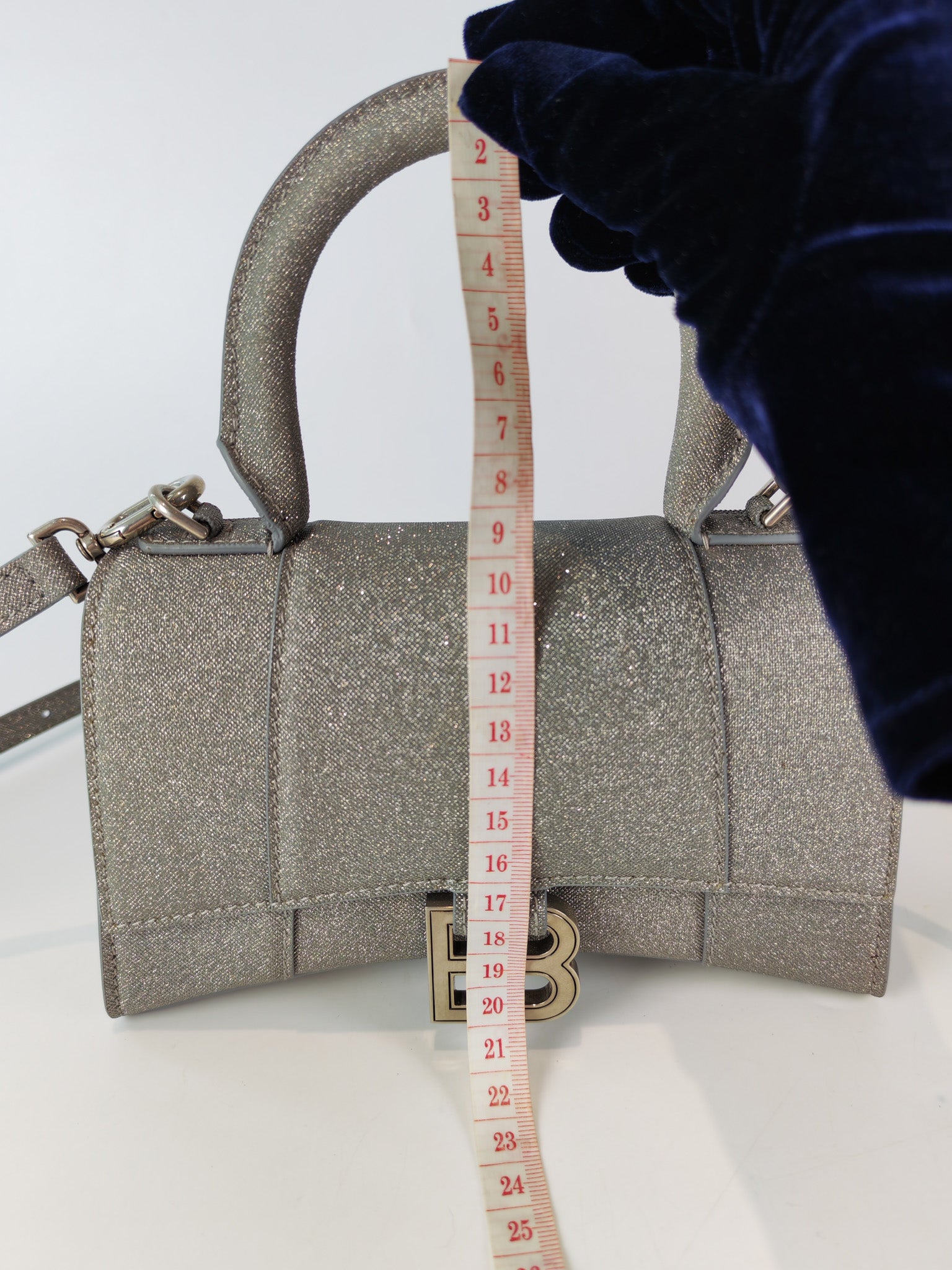 Mini Hourglass in Glitter Silver Shoulder Bag | Purse Maison Luxury Bags Shop