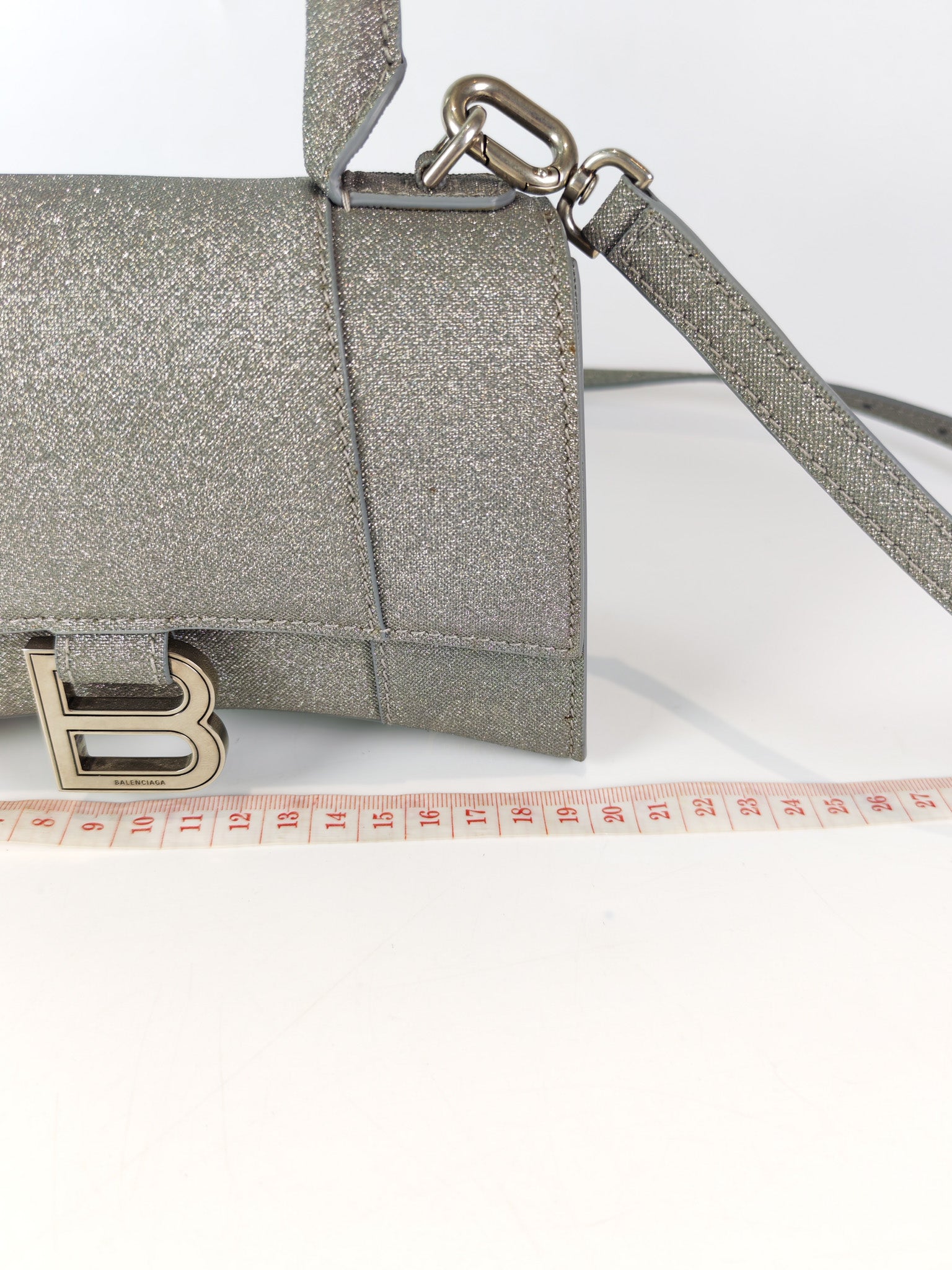 Mini Hourglass in Glitter Silver Shoulder Bag | Purse Maison Luxury Bags Shop
