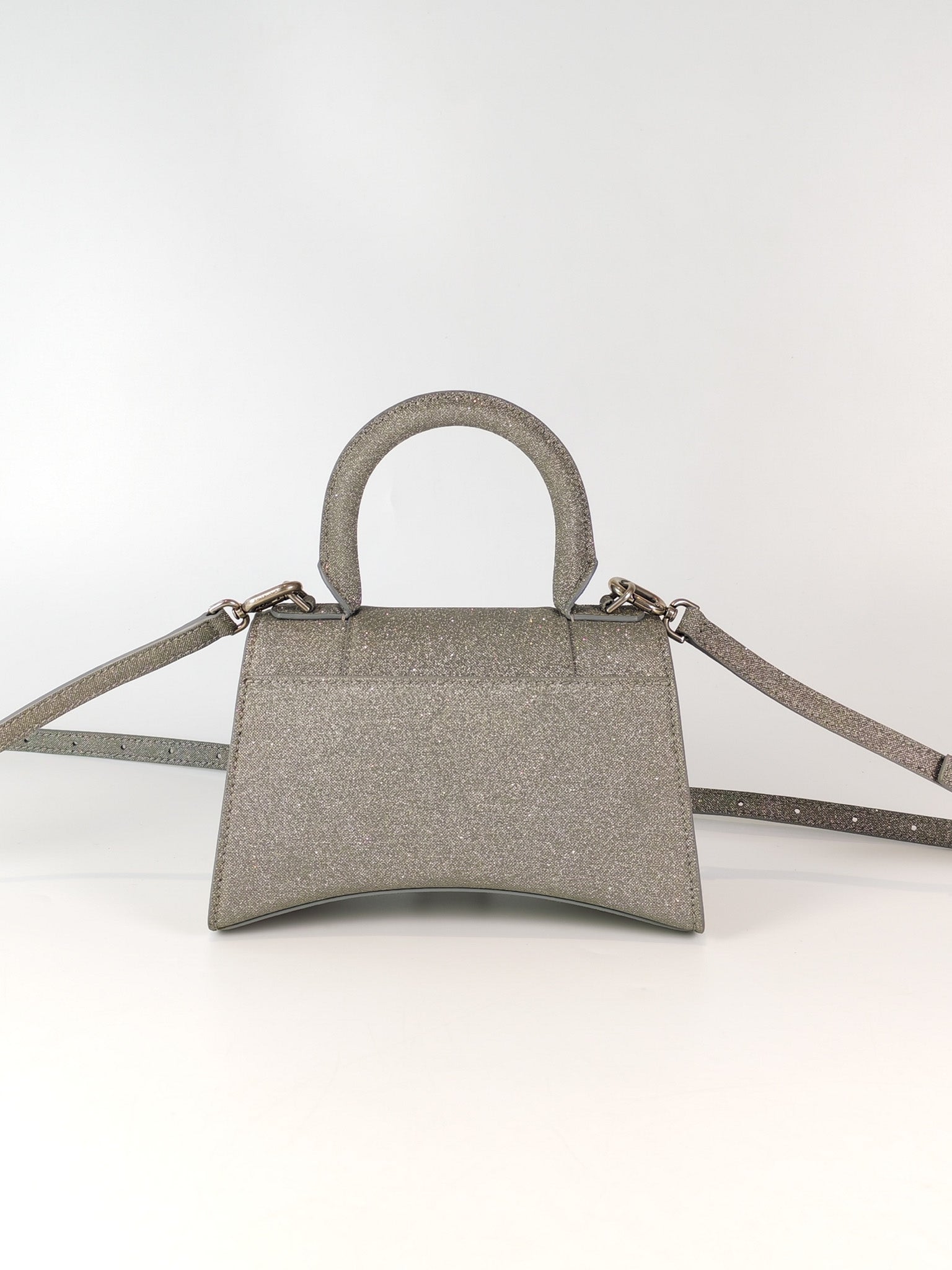 Mini Hourglass in Glitter Silver Shoulder Bag | Purse Maison Luxury Bags Shop