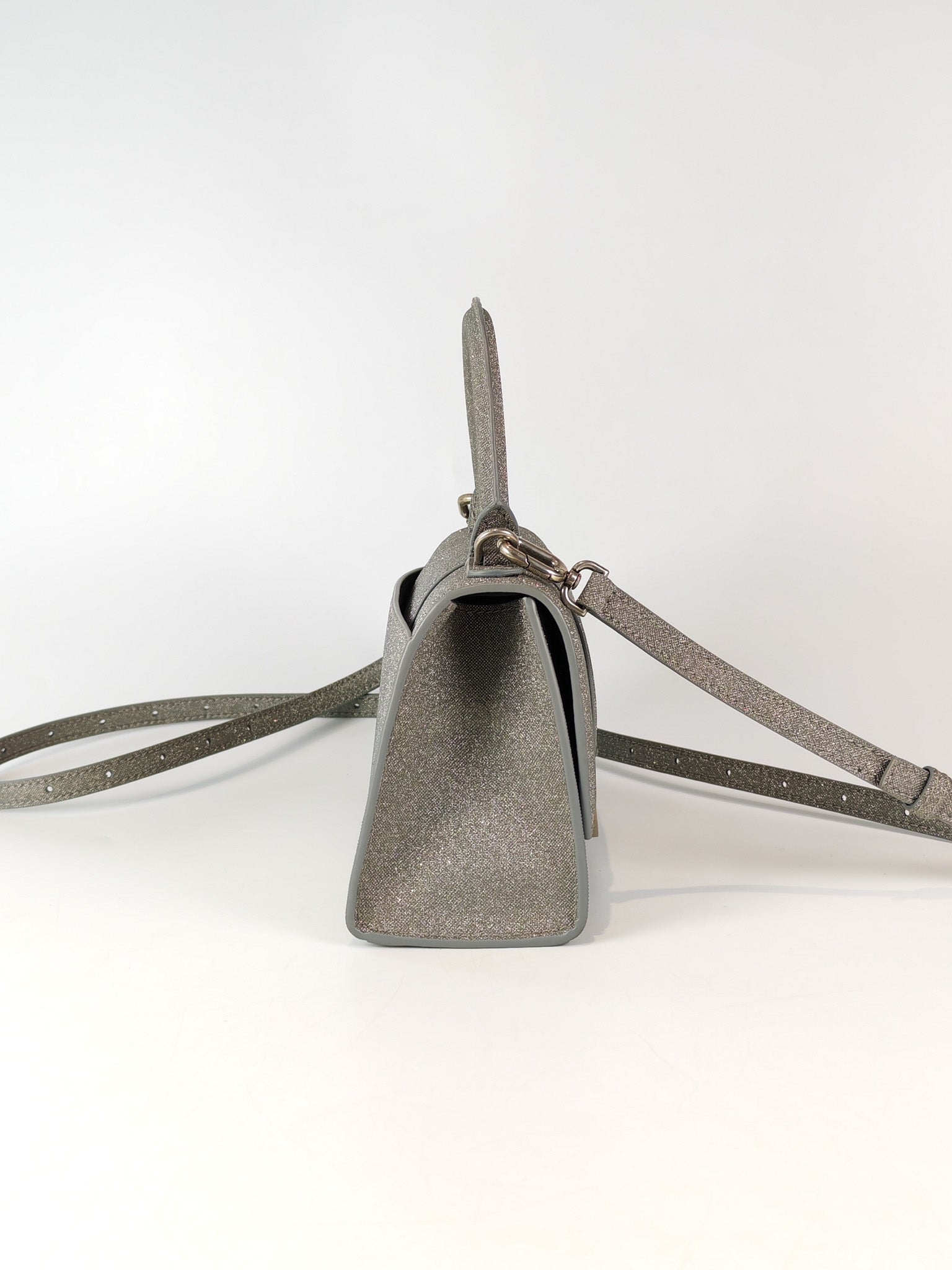 Mini Hourglass in Glitter Silver Shoulder Bag | Purse Maison Luxury Bags Shop