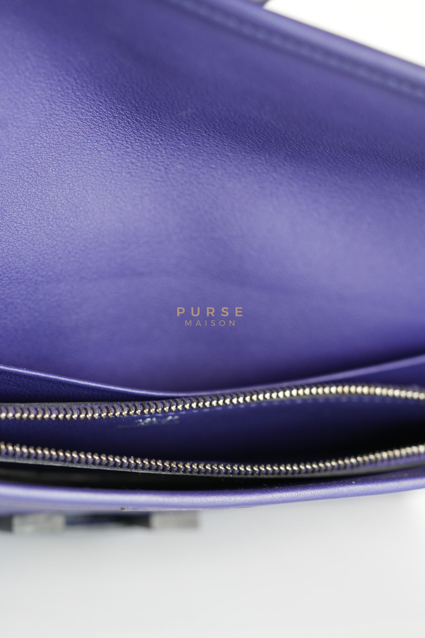 Mini Jige Duo Wallet in Iris Evercolor Leather | Purse Maison Luxury Bags Shop