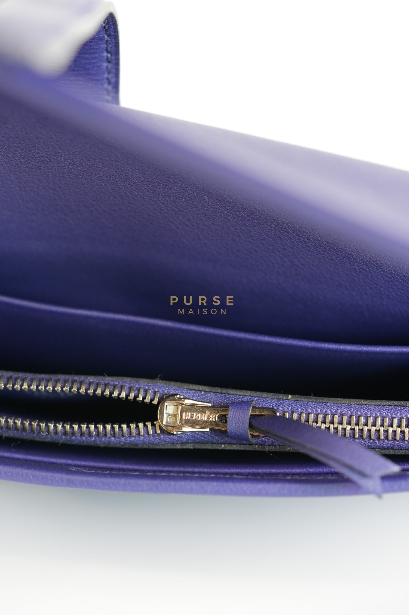 Mini Jige Duo Wallet in Iris Evercolor Leather | Purse Maison Luxury Bags Shop