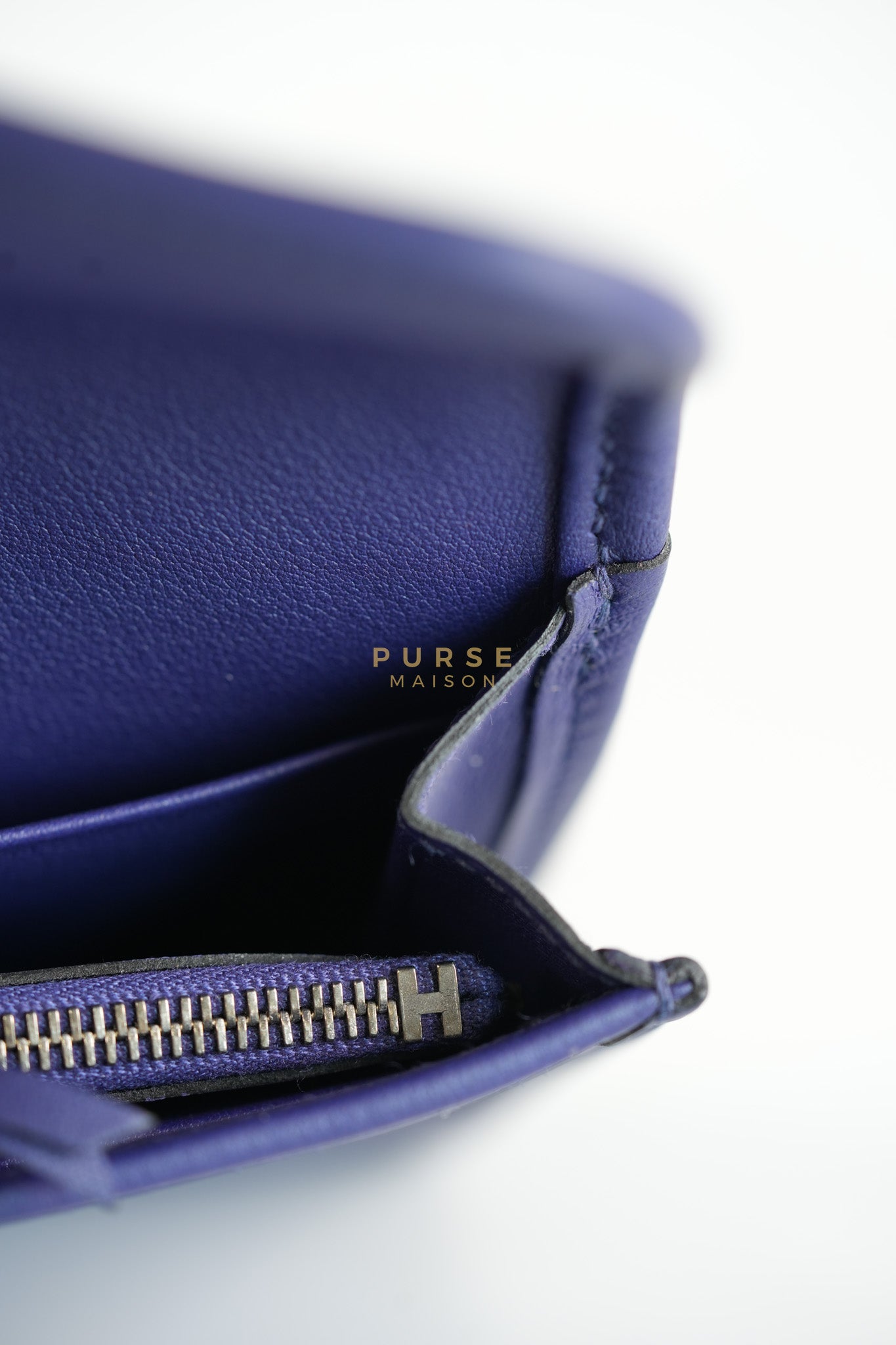 Mini Jige Duo Wallet in Iris Evercolor Leather | Purse Maison Luxury Bags Shop