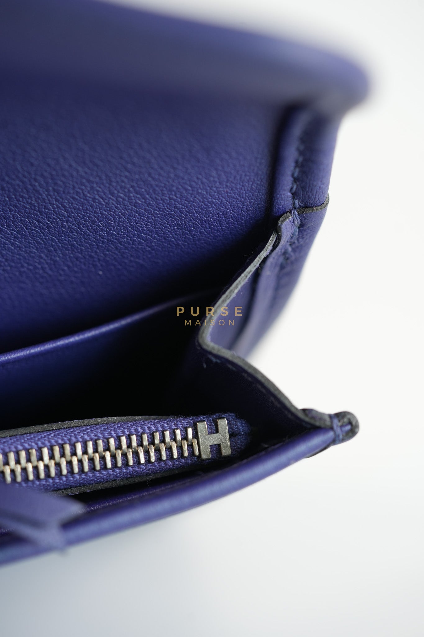 Mini Jige Duo Wallet in Iris Evercolor Leather | Purse Maison Luxury Bags Shop