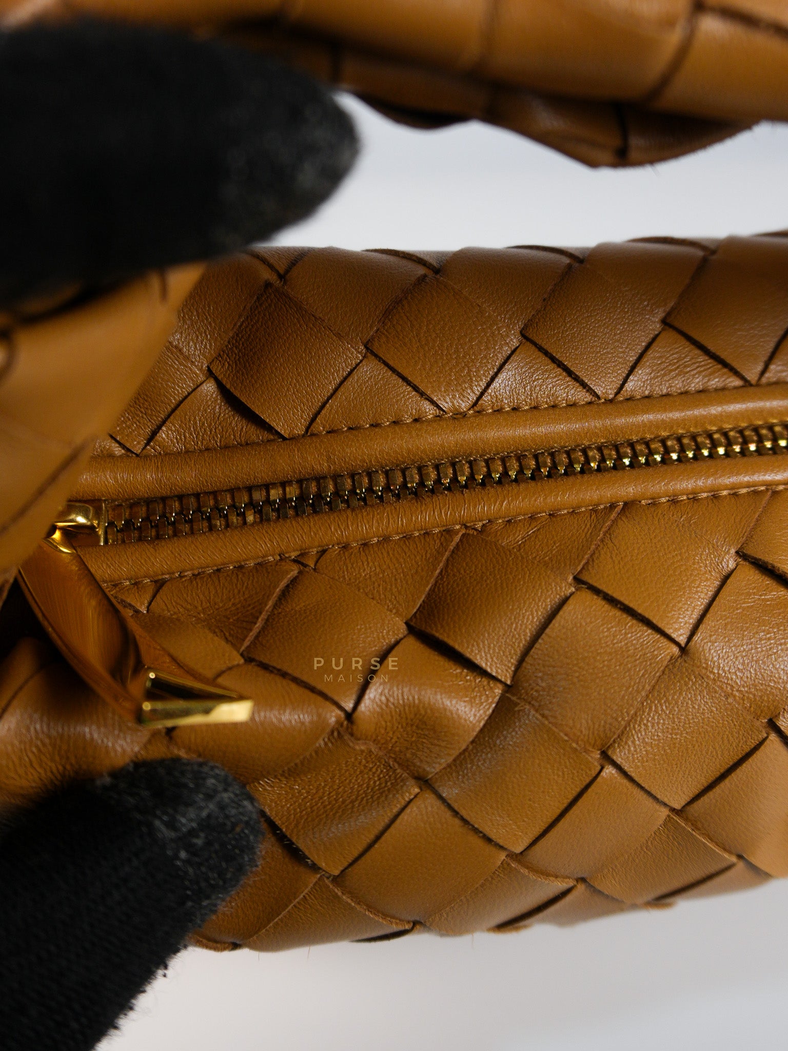 Mini Jodie Caramel in Nappa Intrecciato Leather Handbag | Purse Maison Luxury Bags Shop